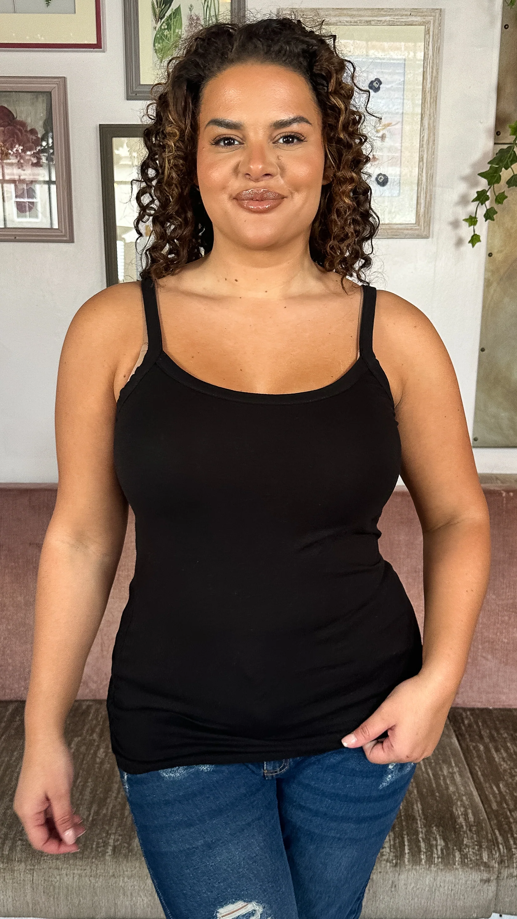 CurveWow Basic Cami Top Black - Image 3
