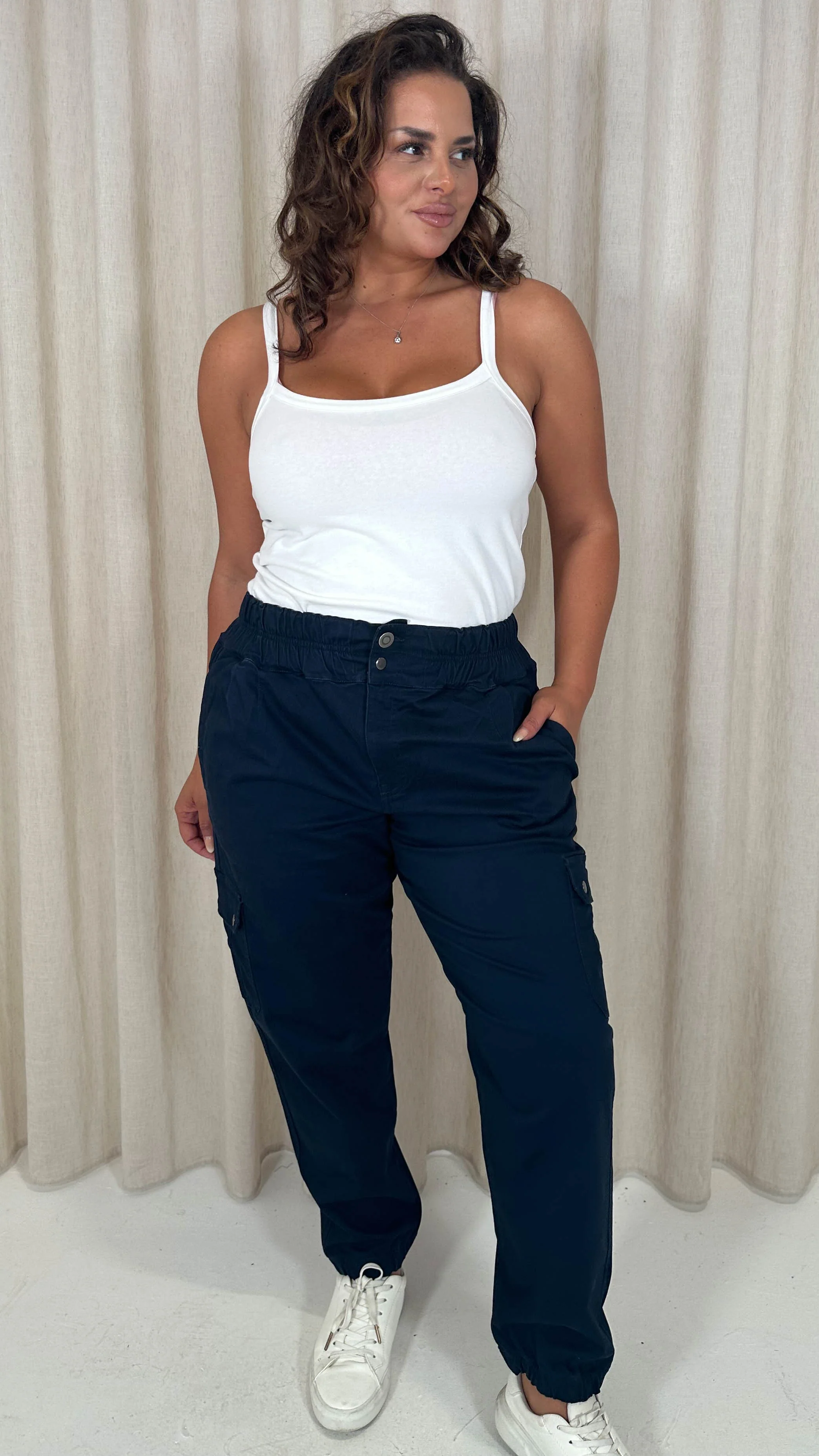 CurveWow Cargo Trouser Navy - Image 3