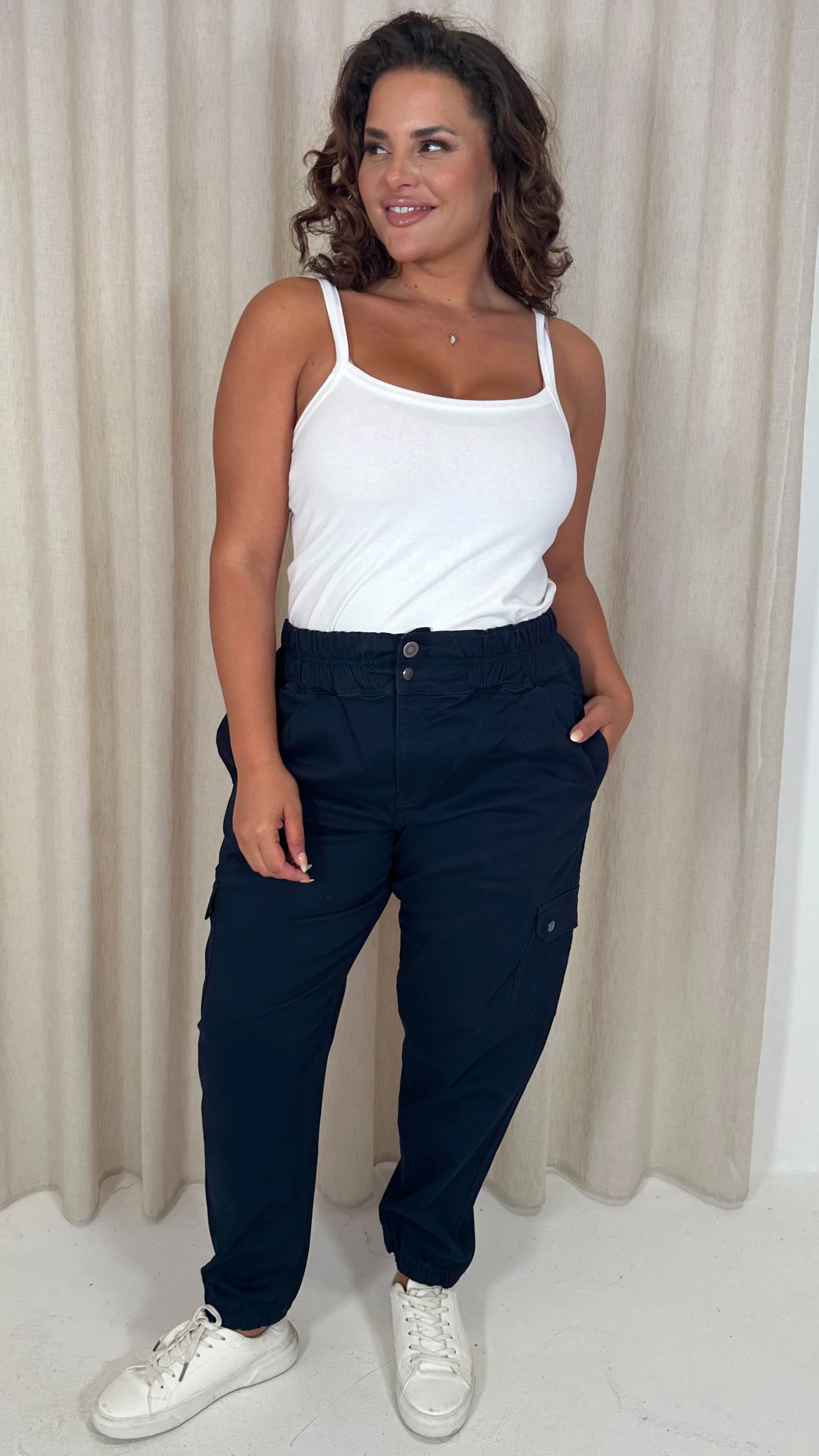 CurveWow Cargo Trouser Navy - Image 6