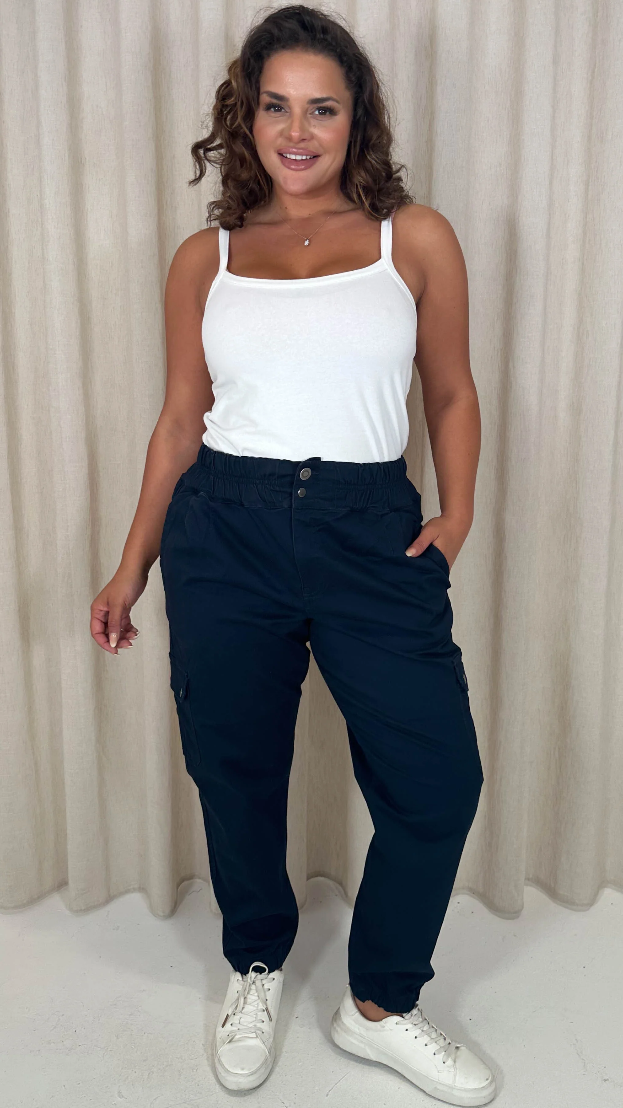 CurveWow Cargo Trouser Navy - Image 8