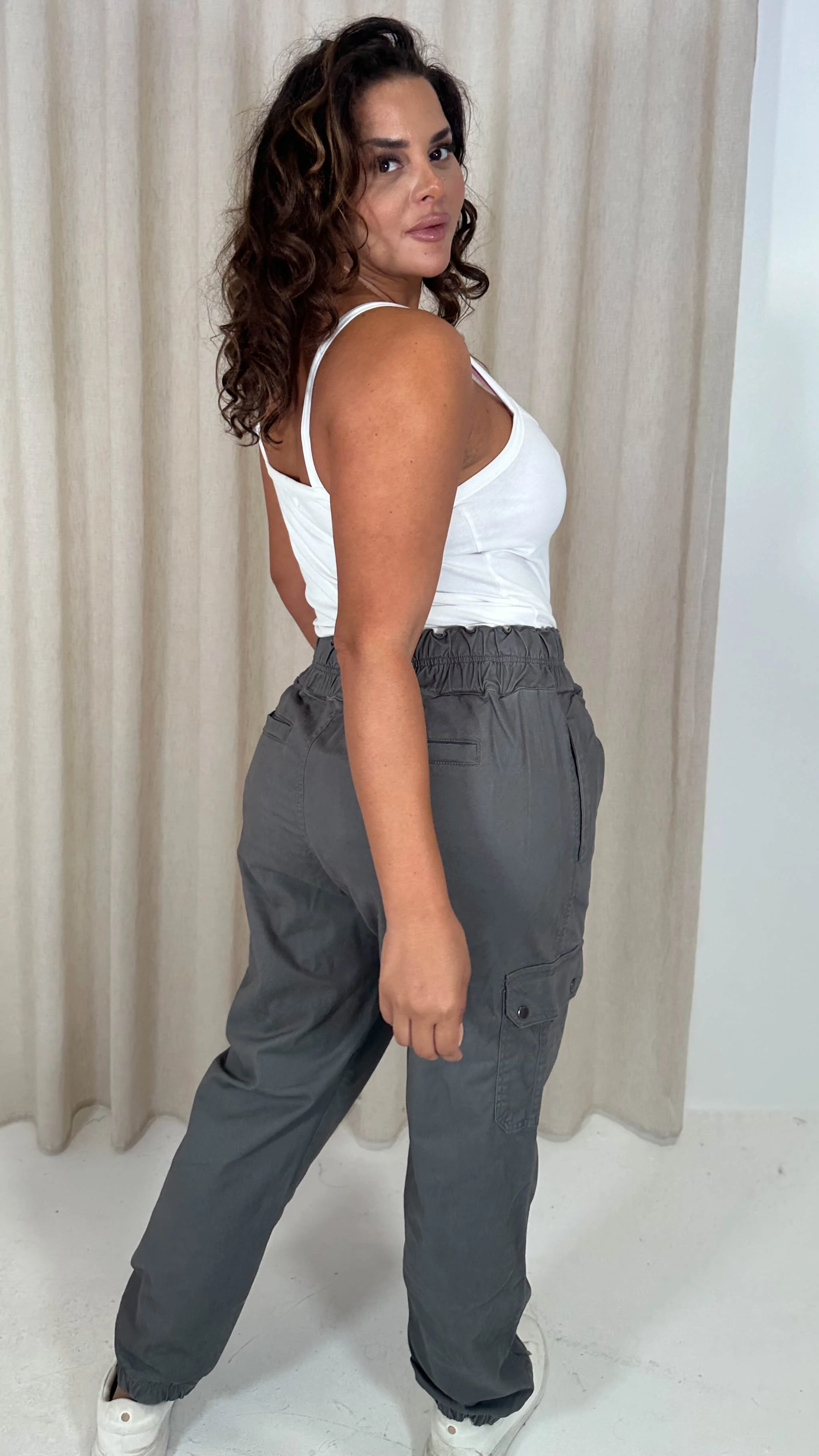 CurveWow Cargo Trouser Charcoal - Image 8