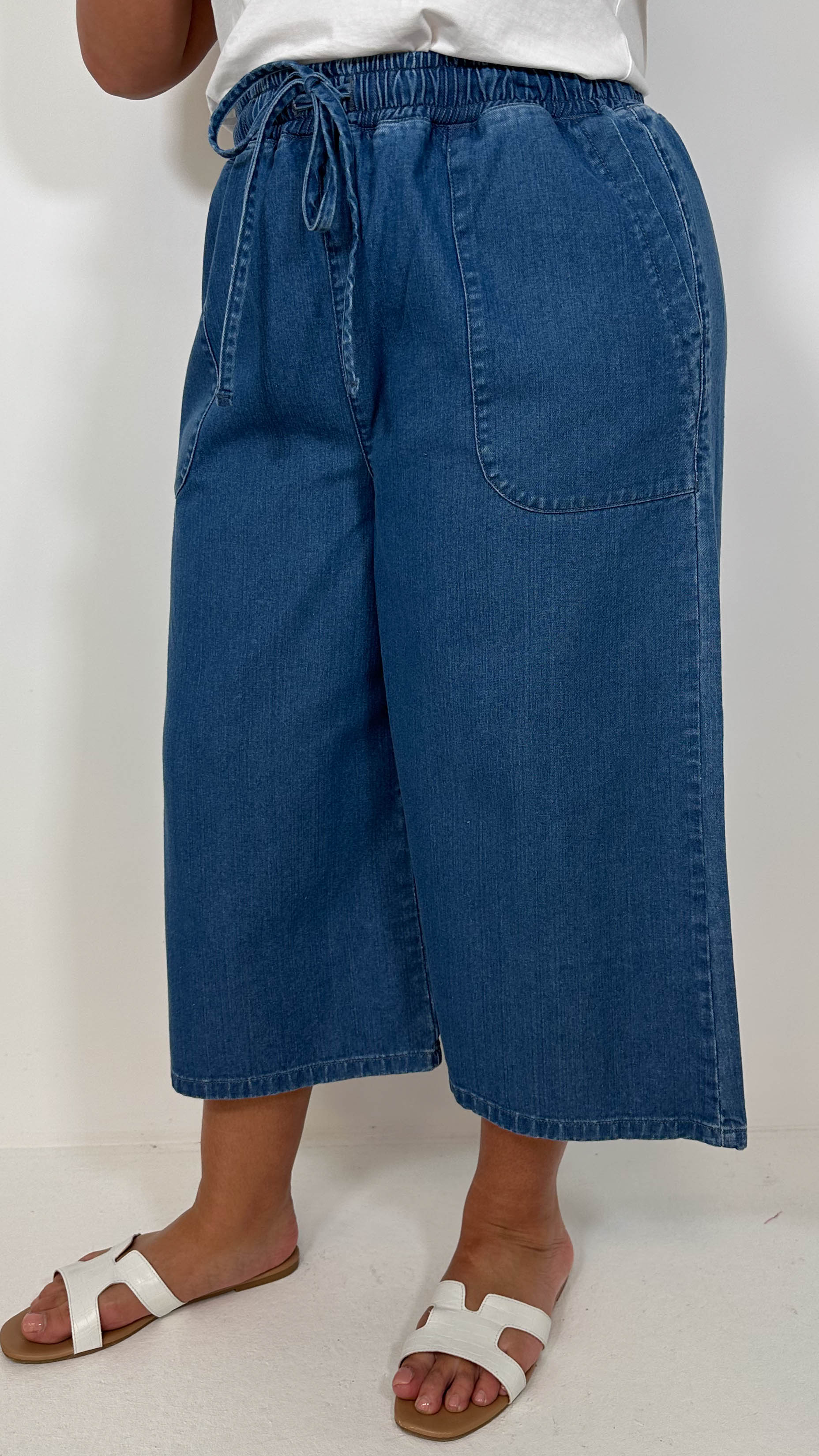 CurveWow Chambray Culottes Mid Wash - Image 3