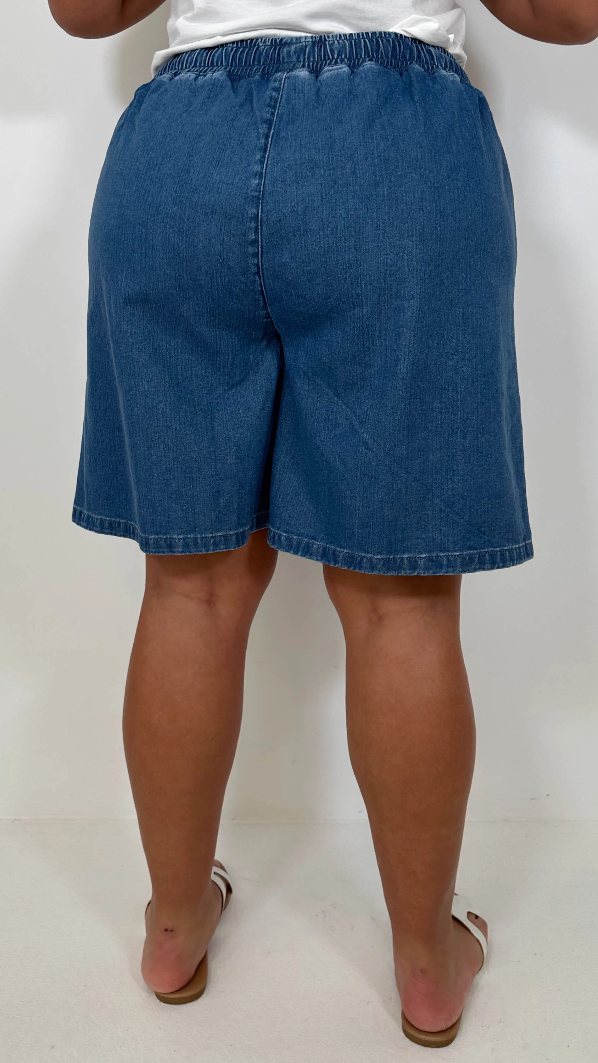 CurveWow Chambray Shorts Mid Wash - Image 7