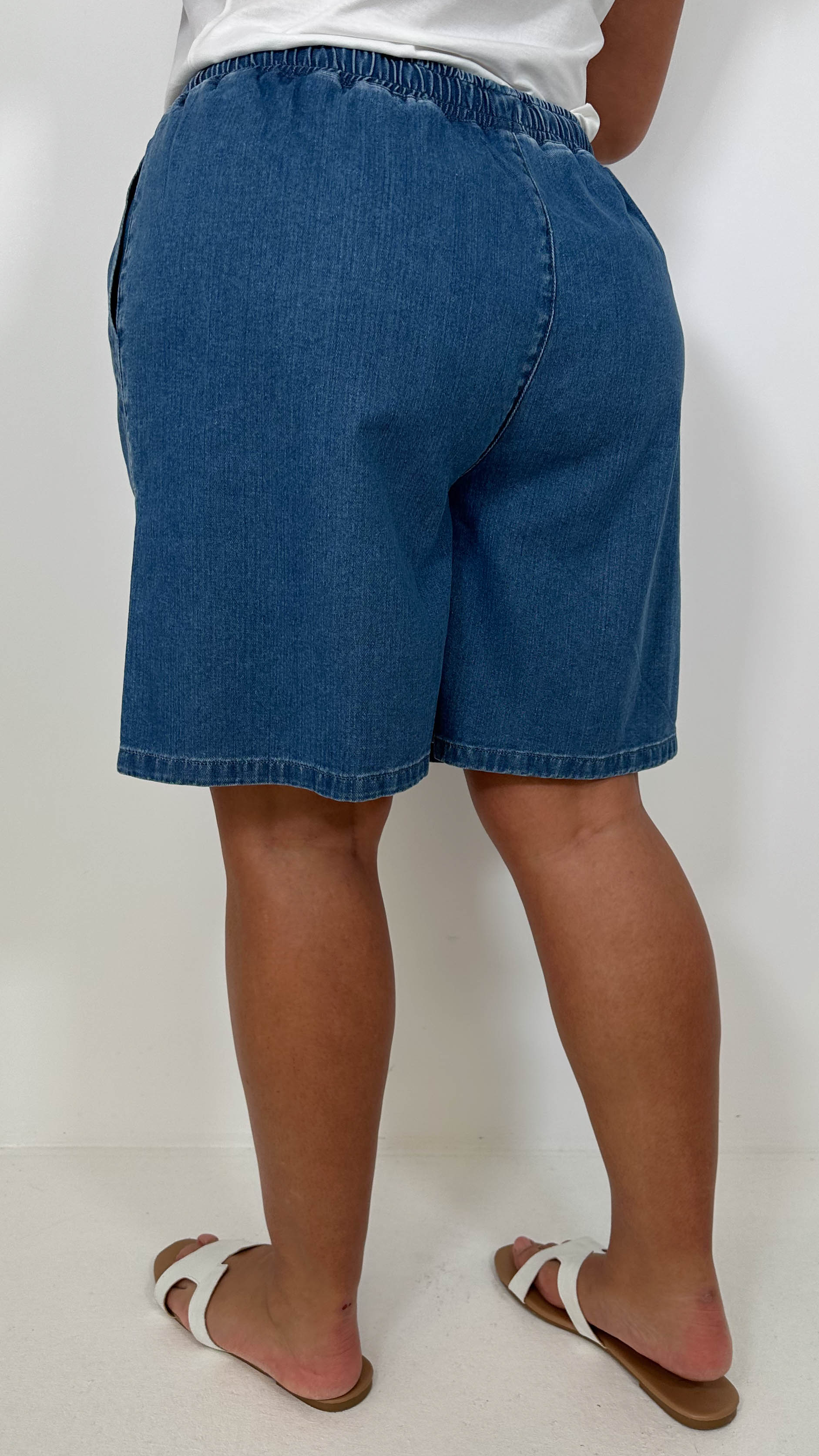 CurveWow Chambray Shorts Mid Wash - Image 8