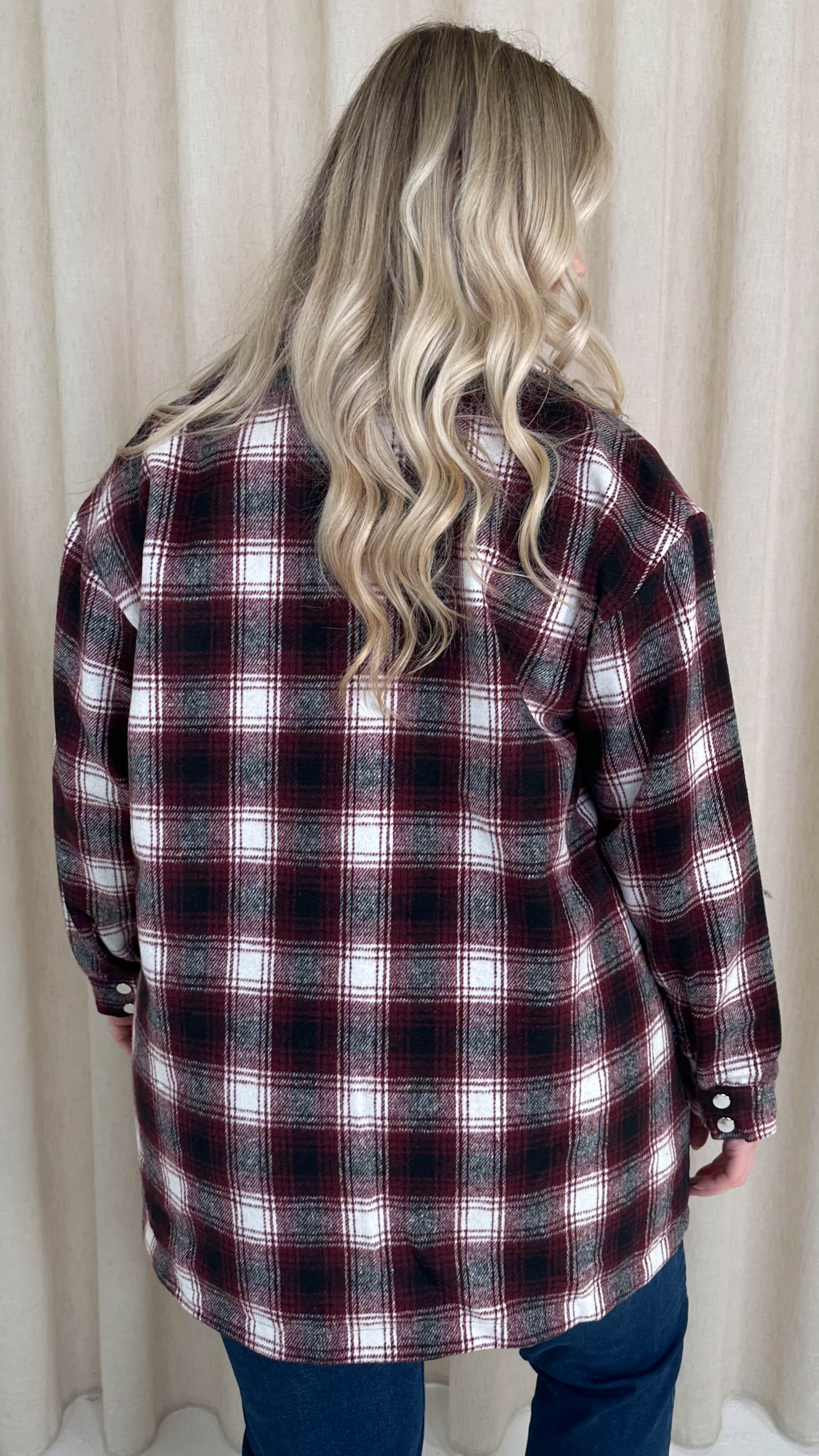 CurveWow Check Shacket Wine Check - Image 7