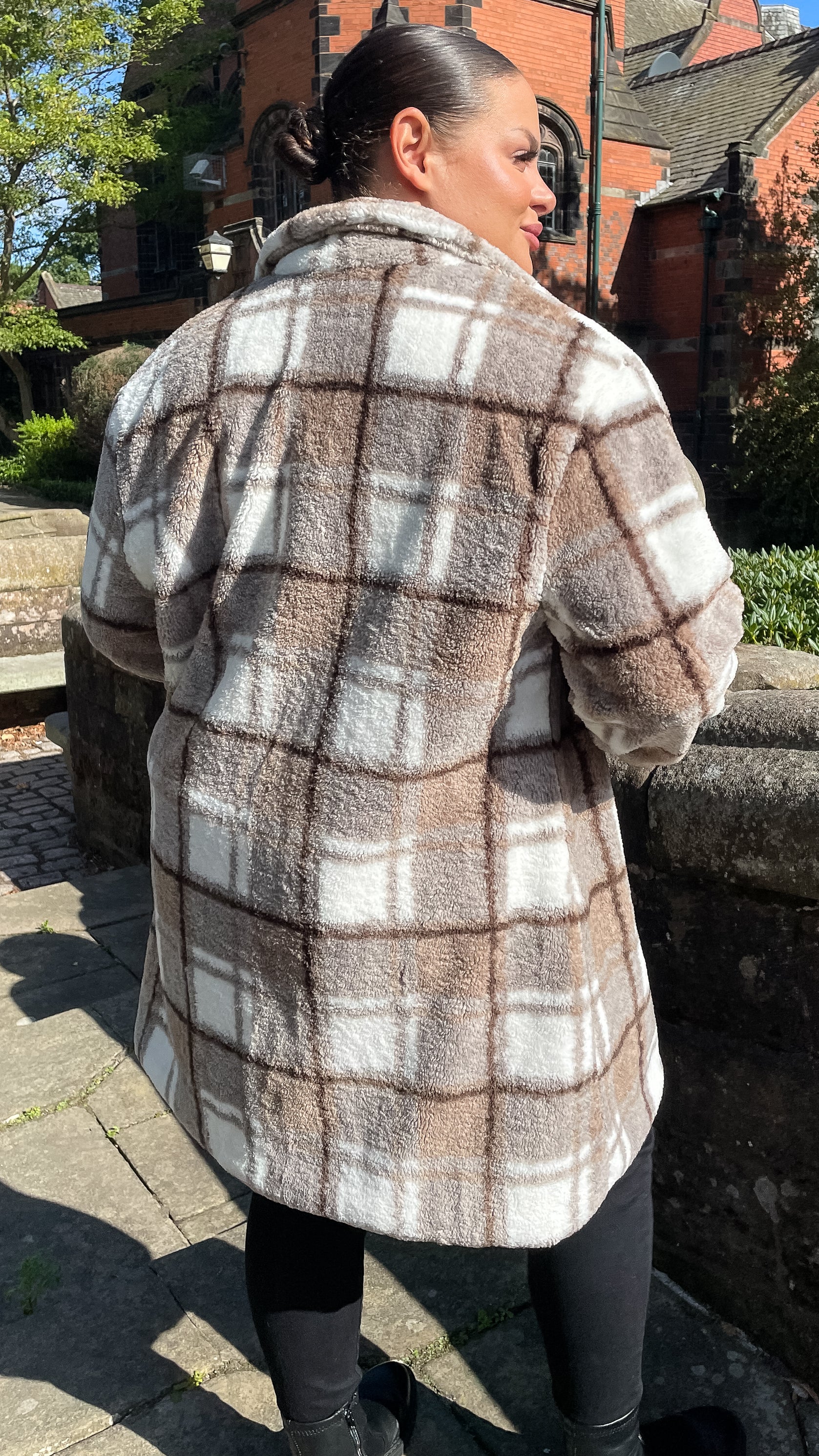 CurveWow Checked Teddy Coat - Image 10