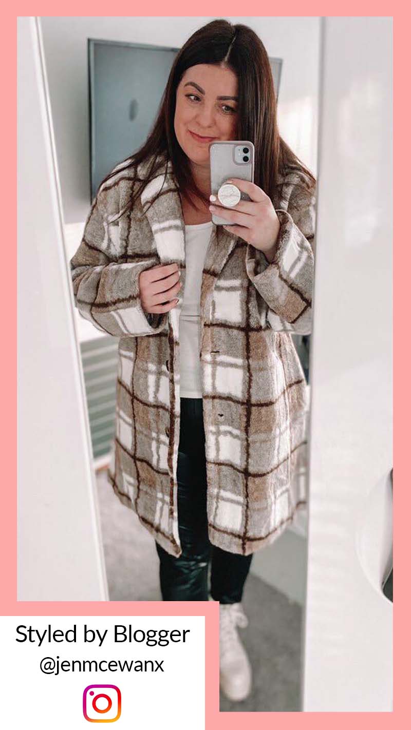 CurveWow Checked Teddy Coat - Image 4