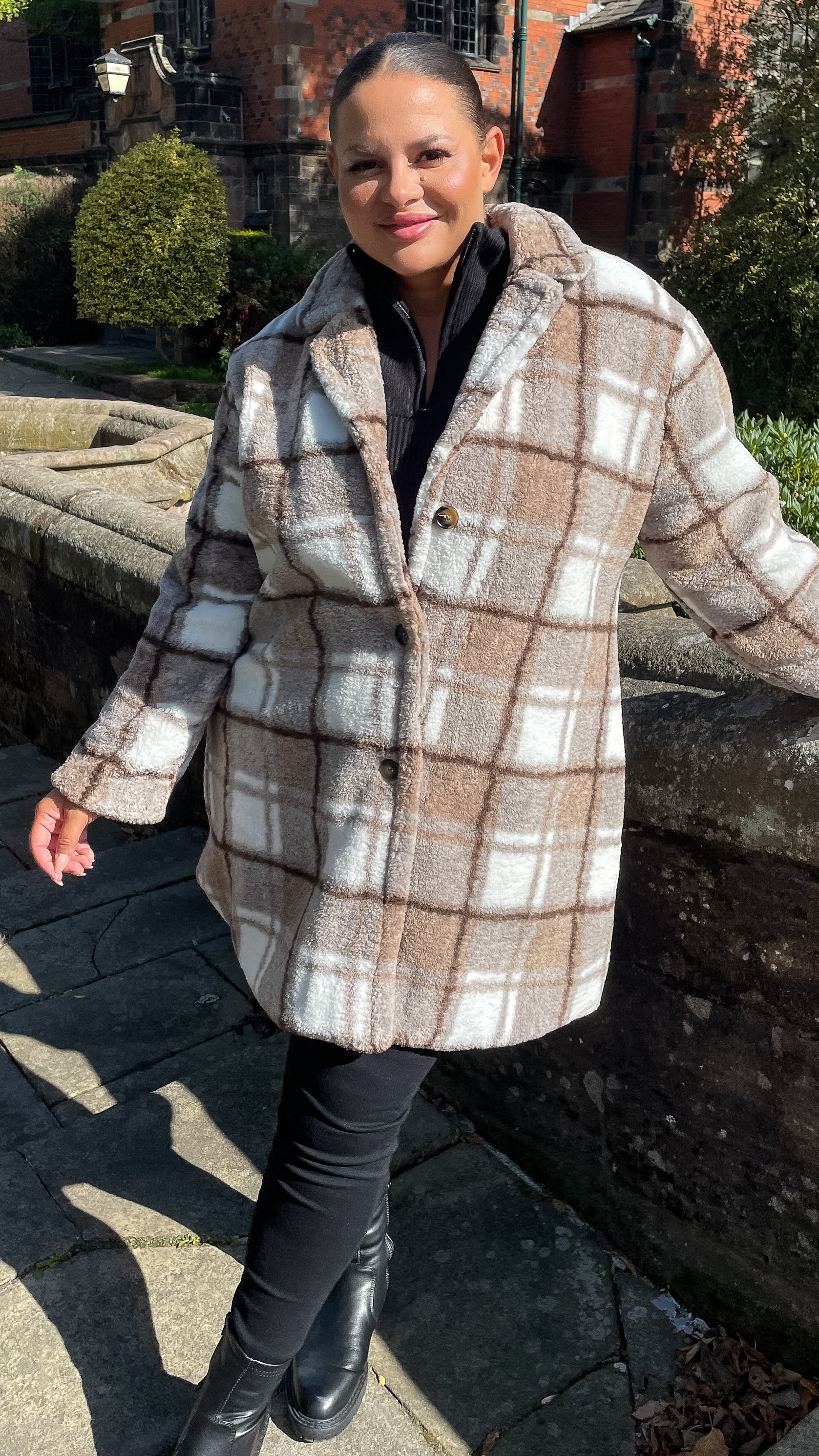 CurveWow Checked Teddy Coat - Image 7