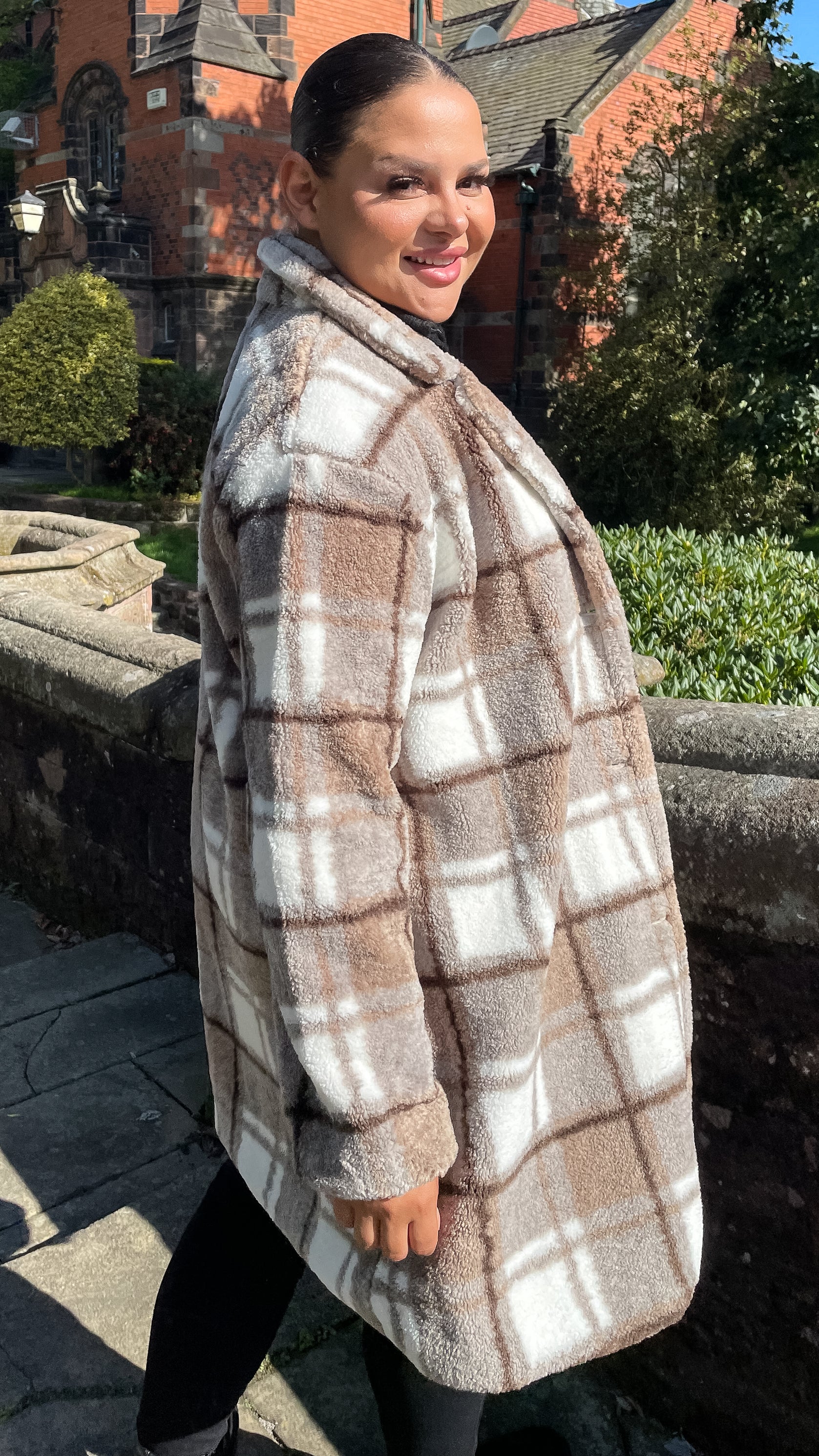 CurveWow Checked Teddy Coat - Image 9