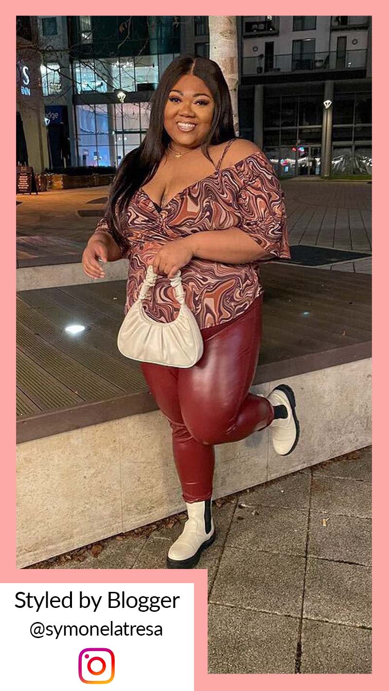 CurveWow Cold Shoulder Tunic Chocolate Marble - Image 2