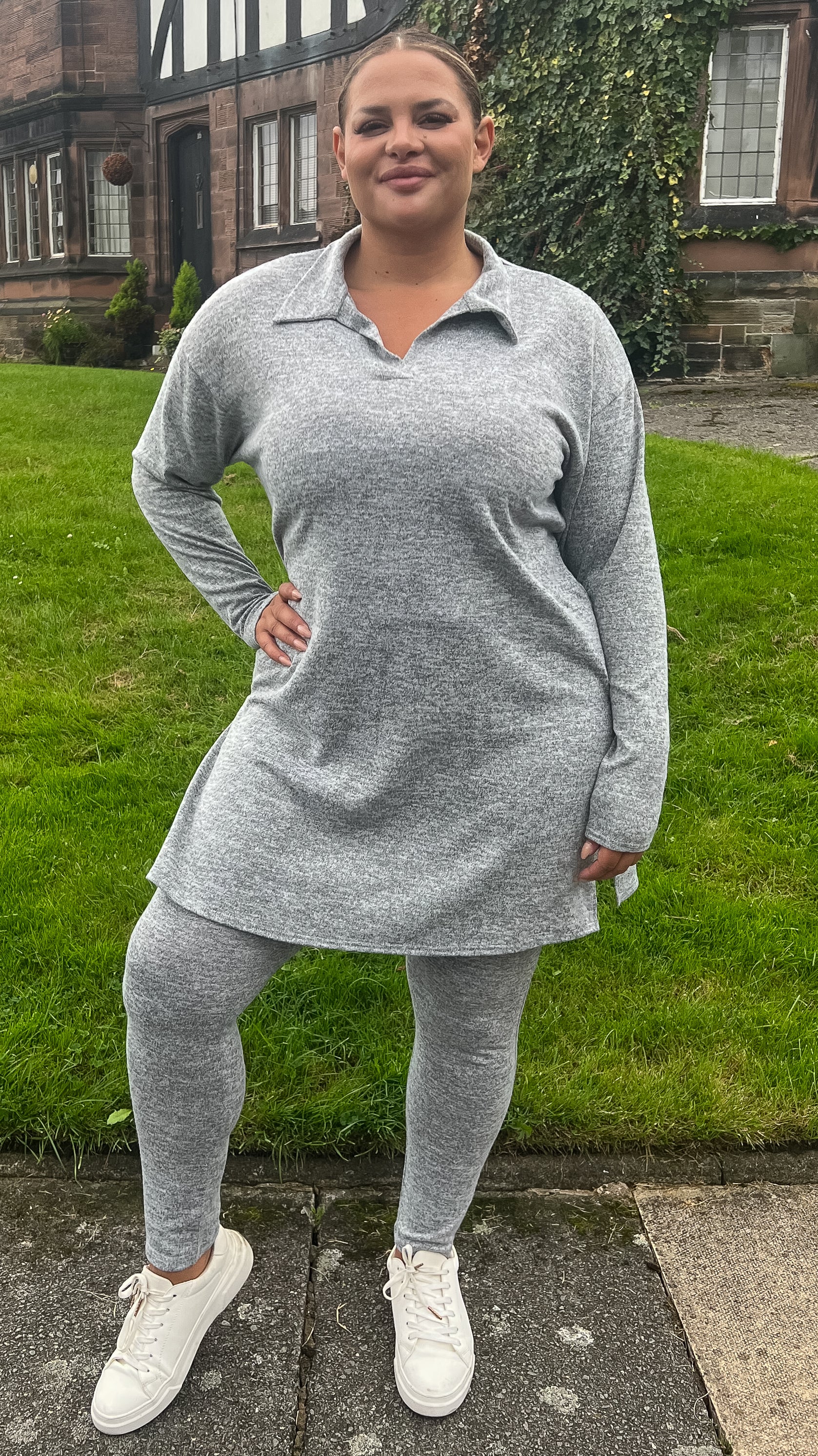 CurveWow Collared Tunic Grey Marl - Image 2