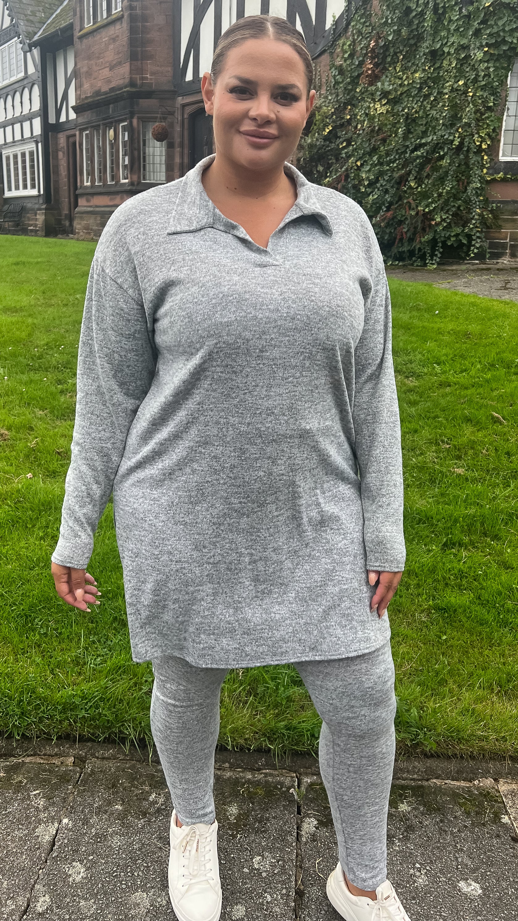 CurveWow Collared Tunic Grey Marl - Image 3