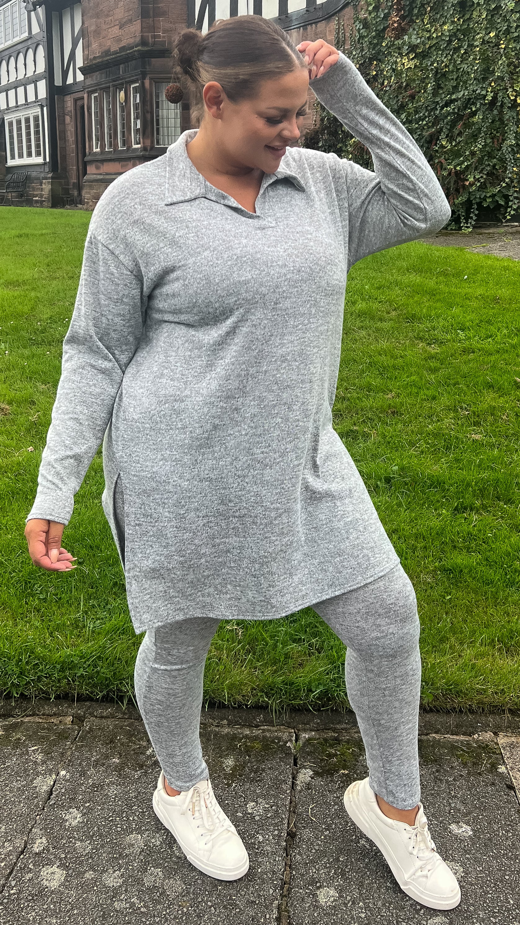 CurveWow Collared Tunic Grey Marl - Image 4
