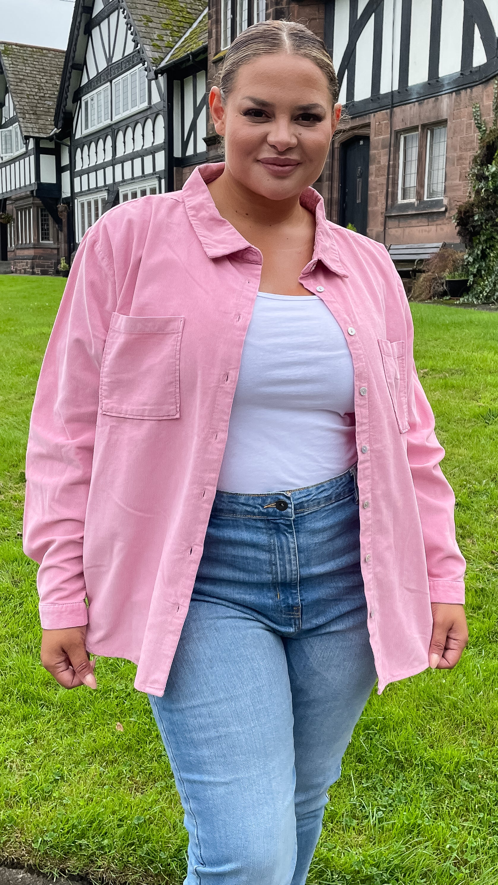 CurveWow Cord Shirt Pink - Image 5