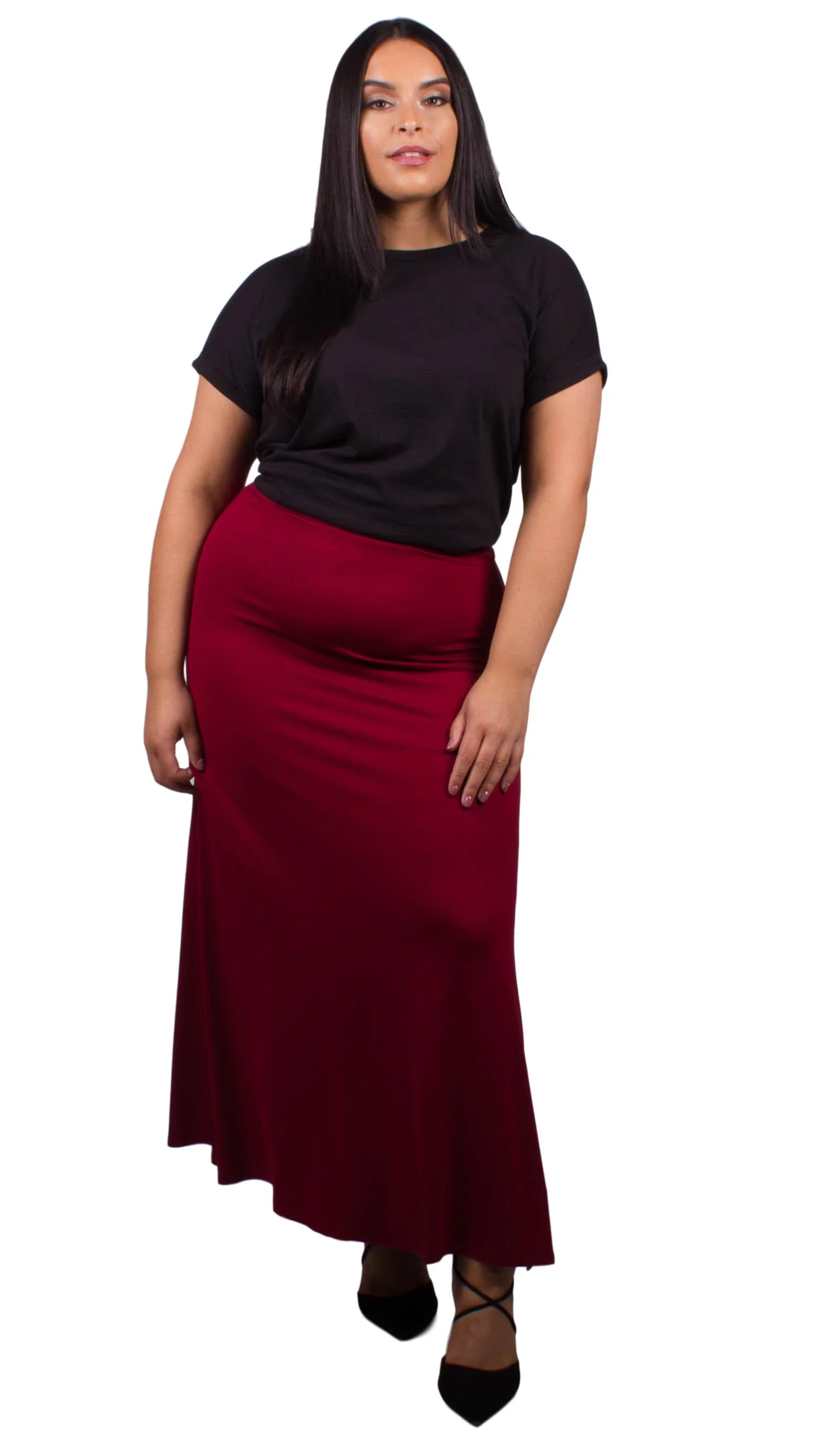 Curvewow Cranberry Maxi Skirt - Image 2