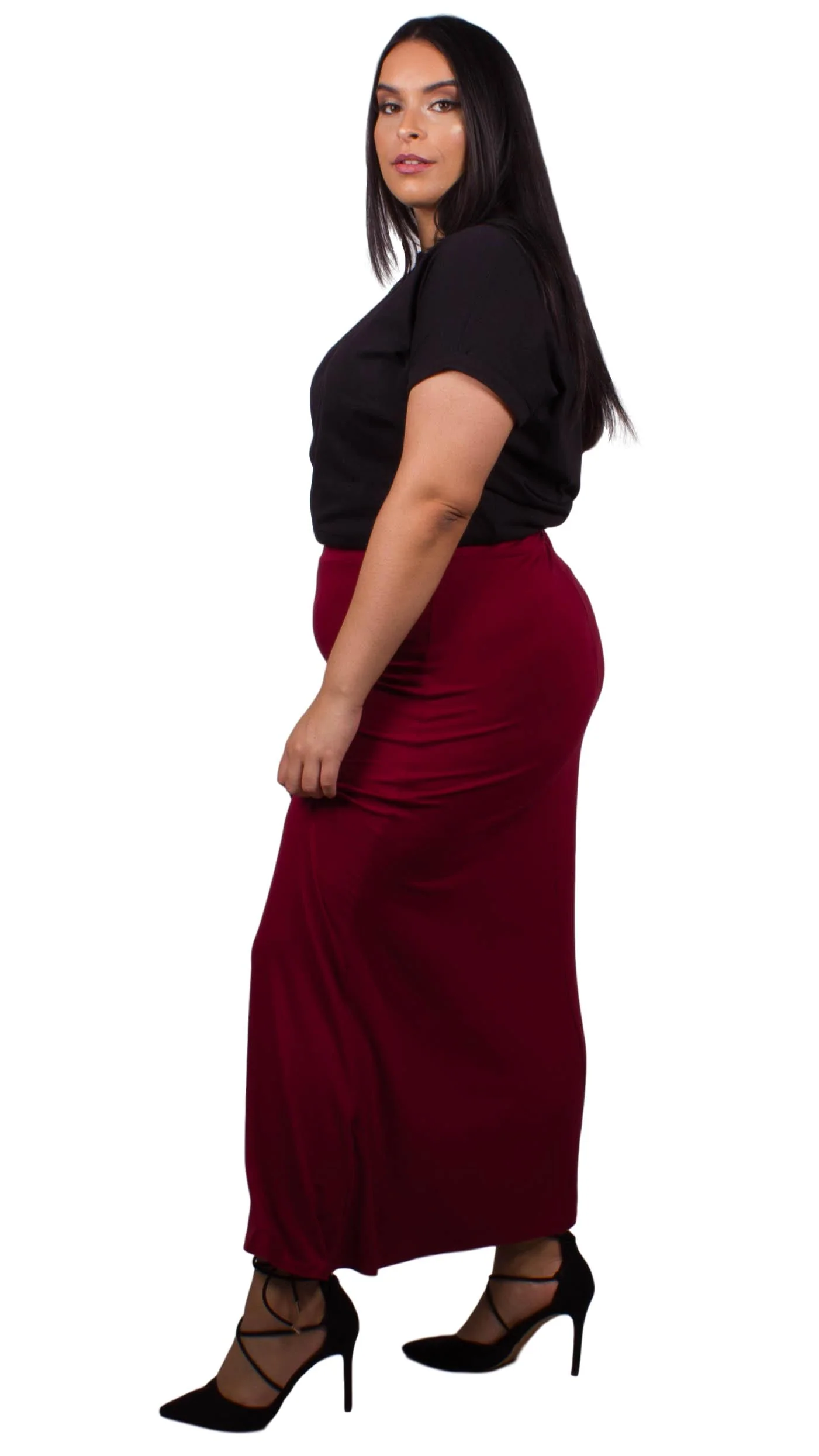 Curvewow Cranberry Maxi Skirt - Image 4