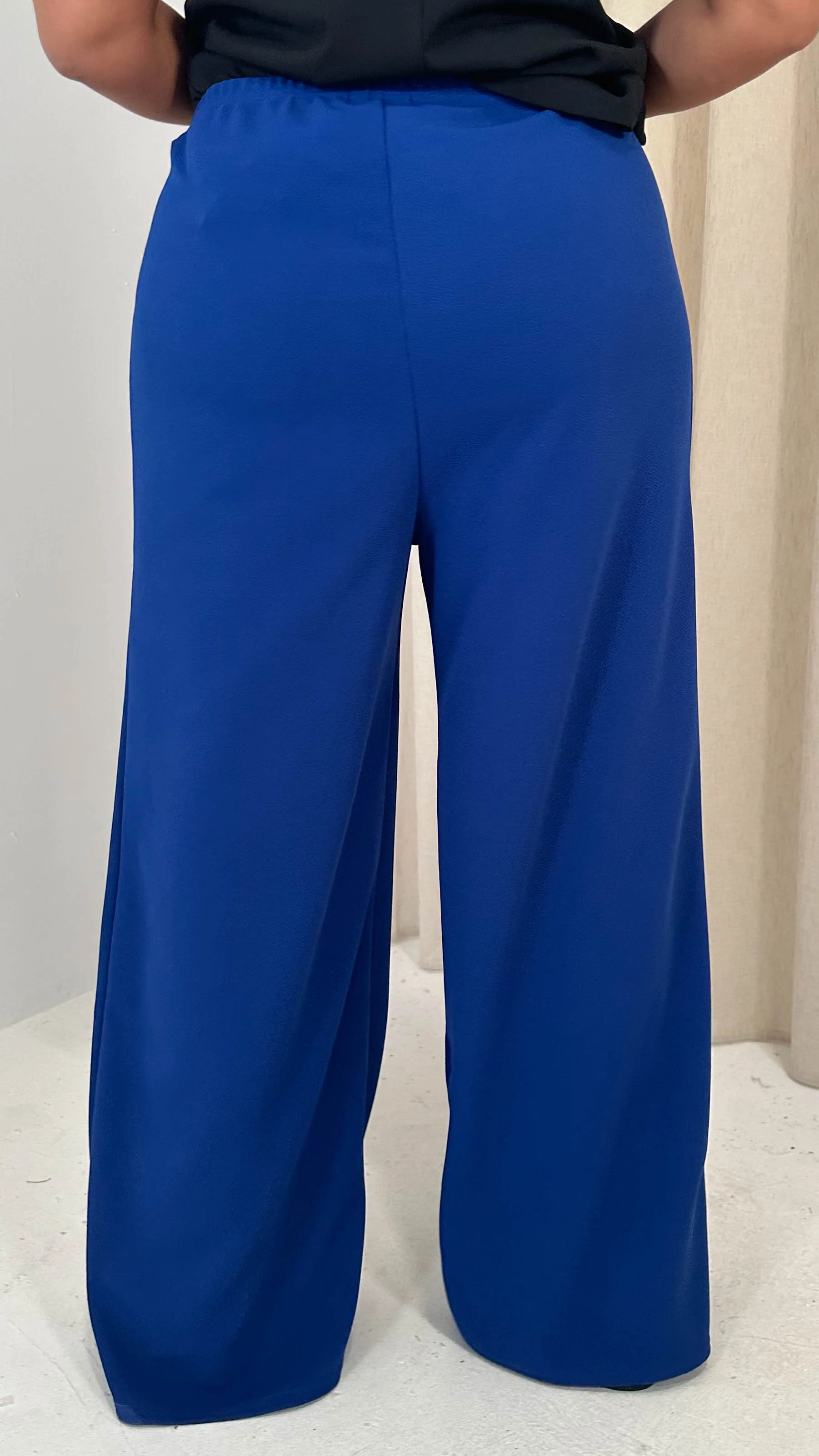 CurveWow Crepe Relaxed Wide Leg Trouser Cobalt Blue - Image 8