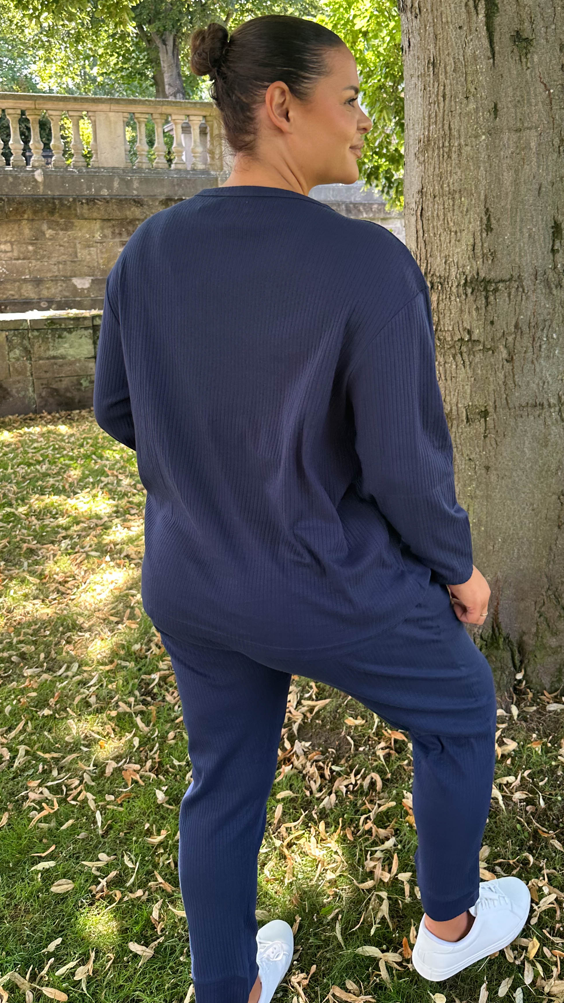 CurveWow Crew Neck Jogger Lounge Set Navy - Image 7