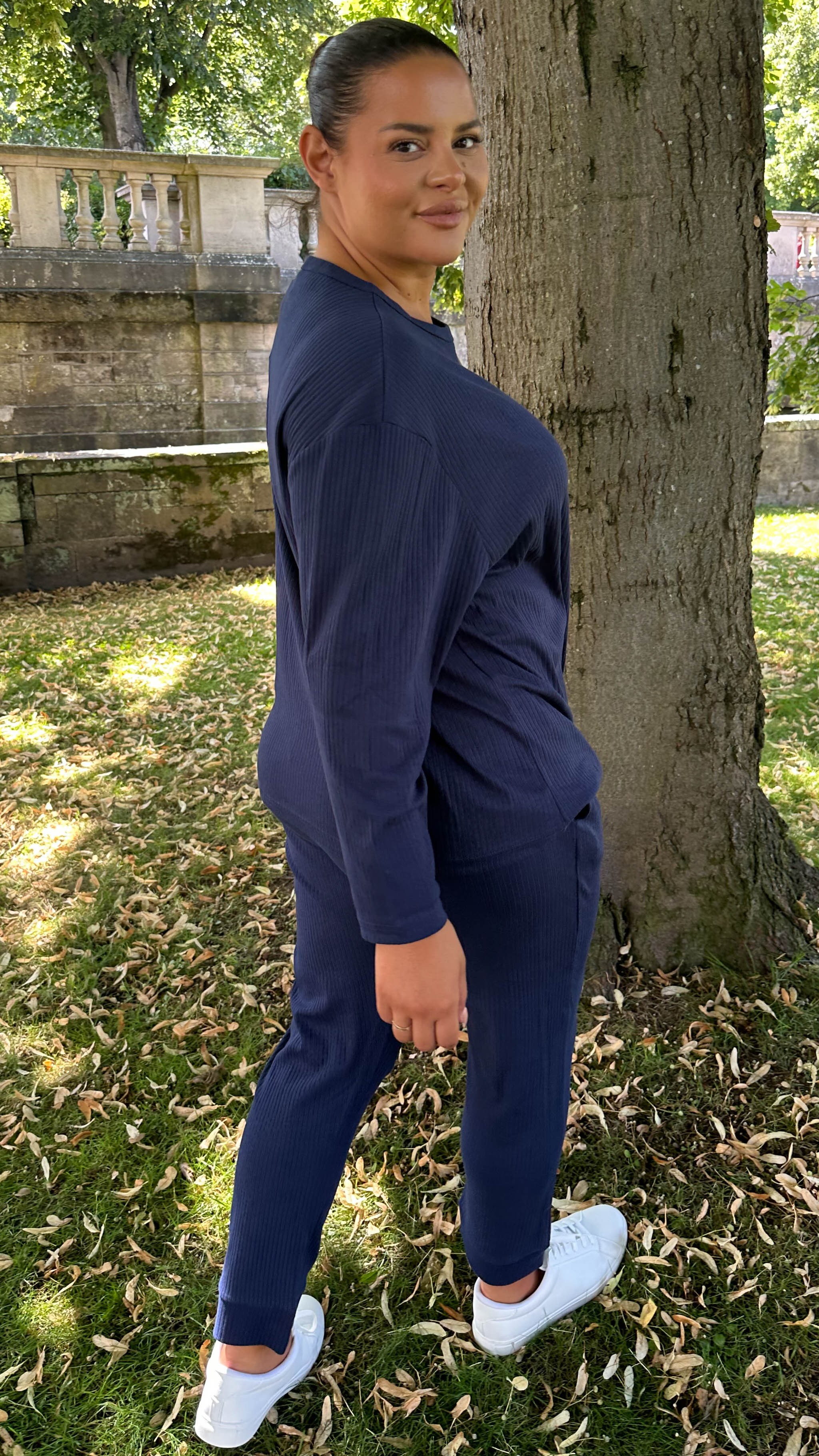 CurveWow Crew Neck Jogger Lounge Set Navy - Image 8