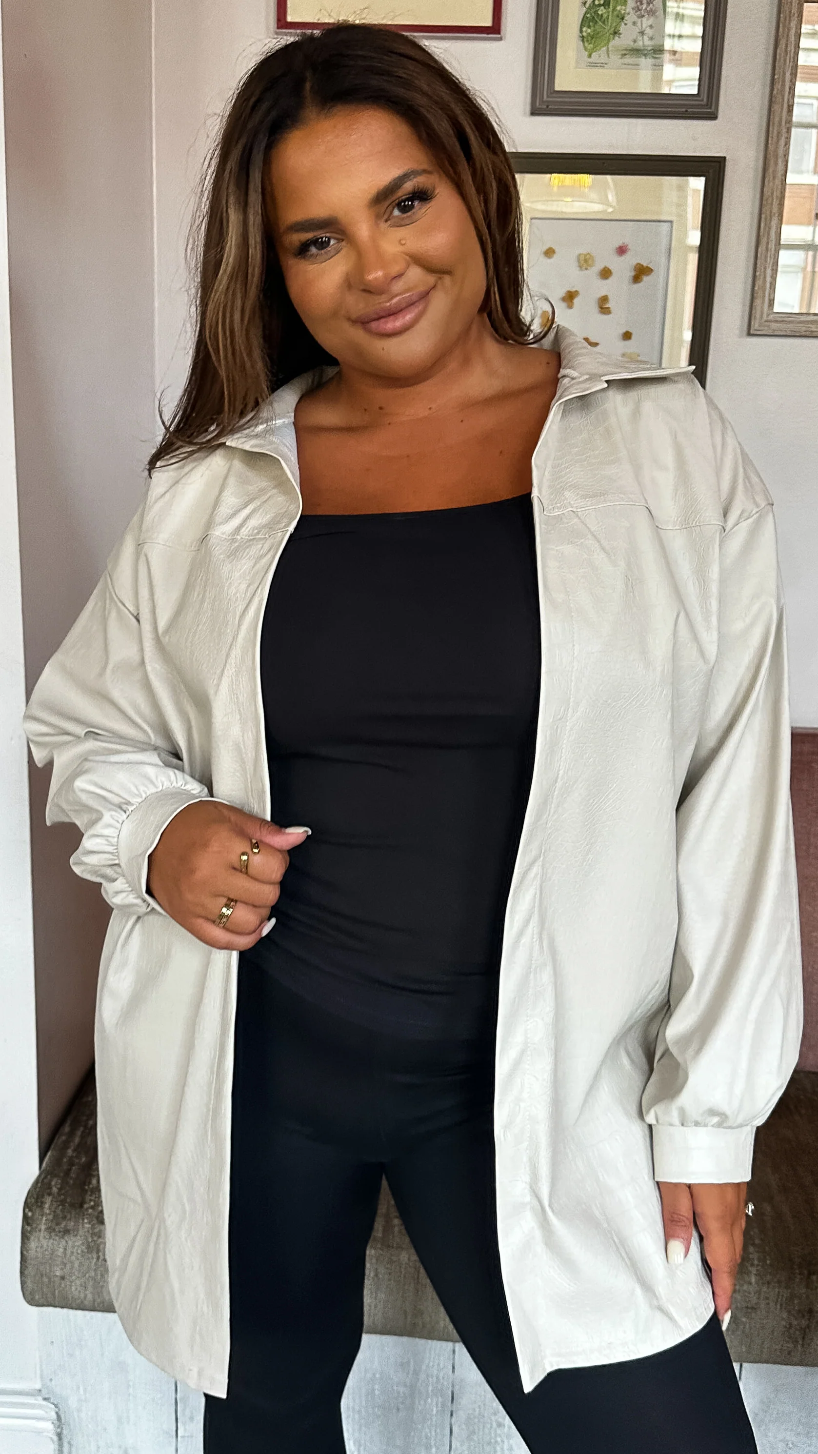 CurveWow Croc Shacket Cream