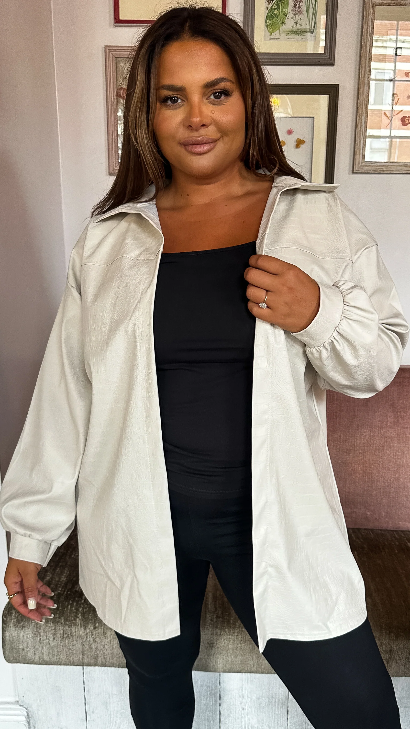CurveWow Croc Shacket Cream - Image 3