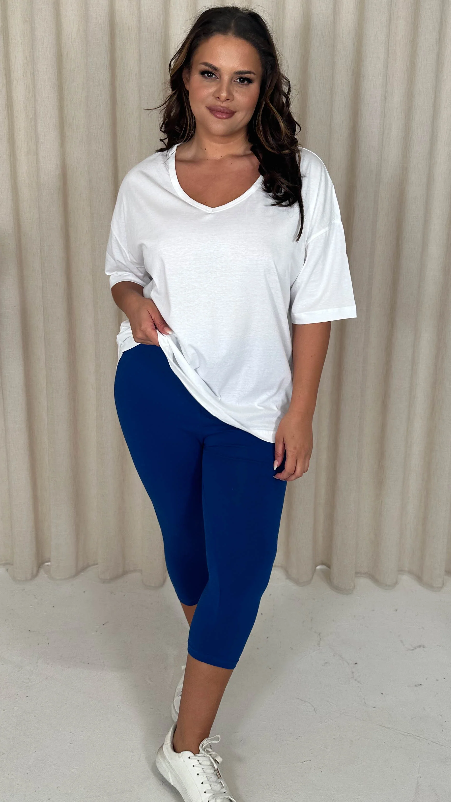 CurveWow Cropped Basic Leggings Blue - Image 7