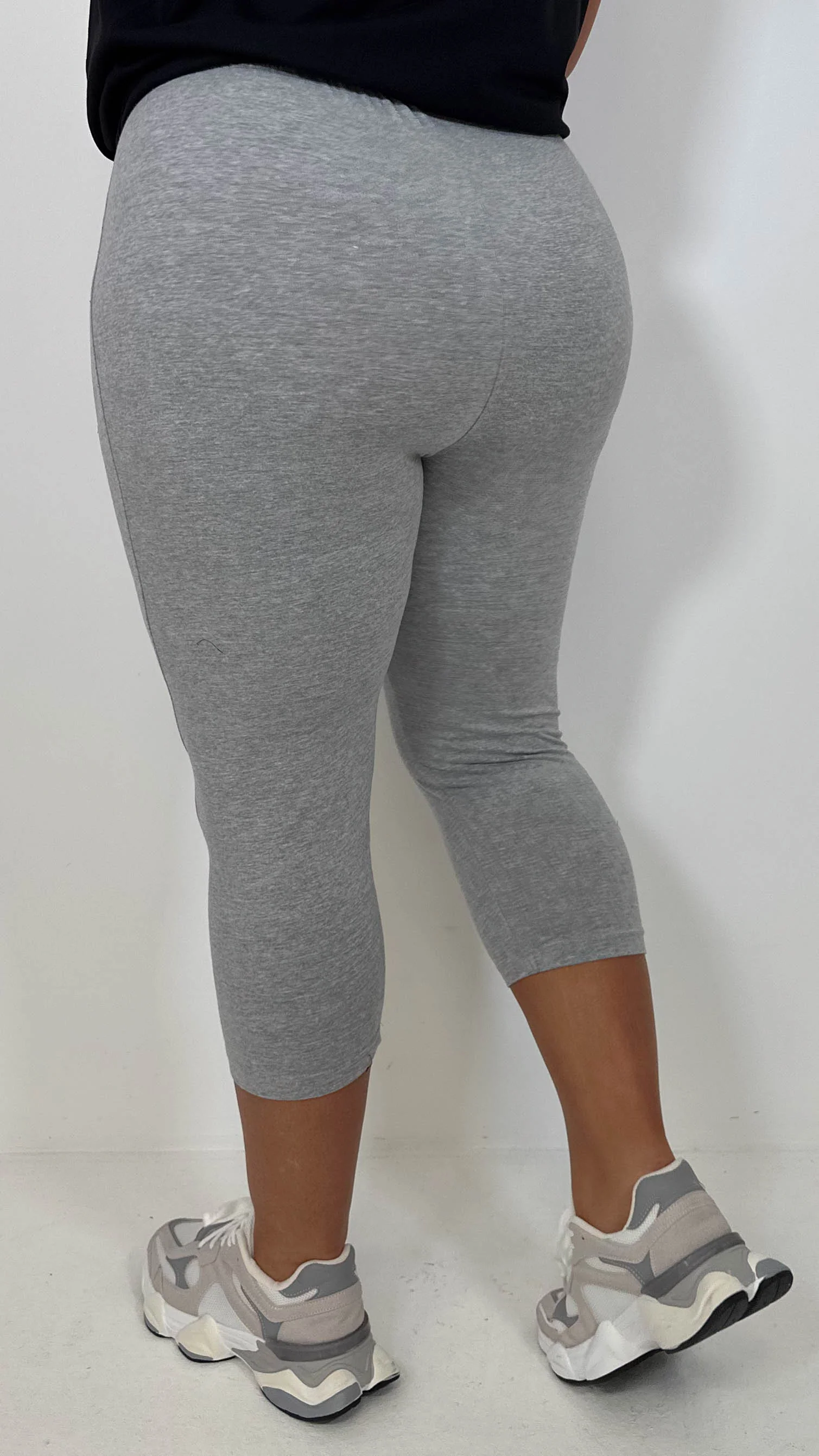 CurveWow Basic Cropped Leggings Grey Marl - Image 8