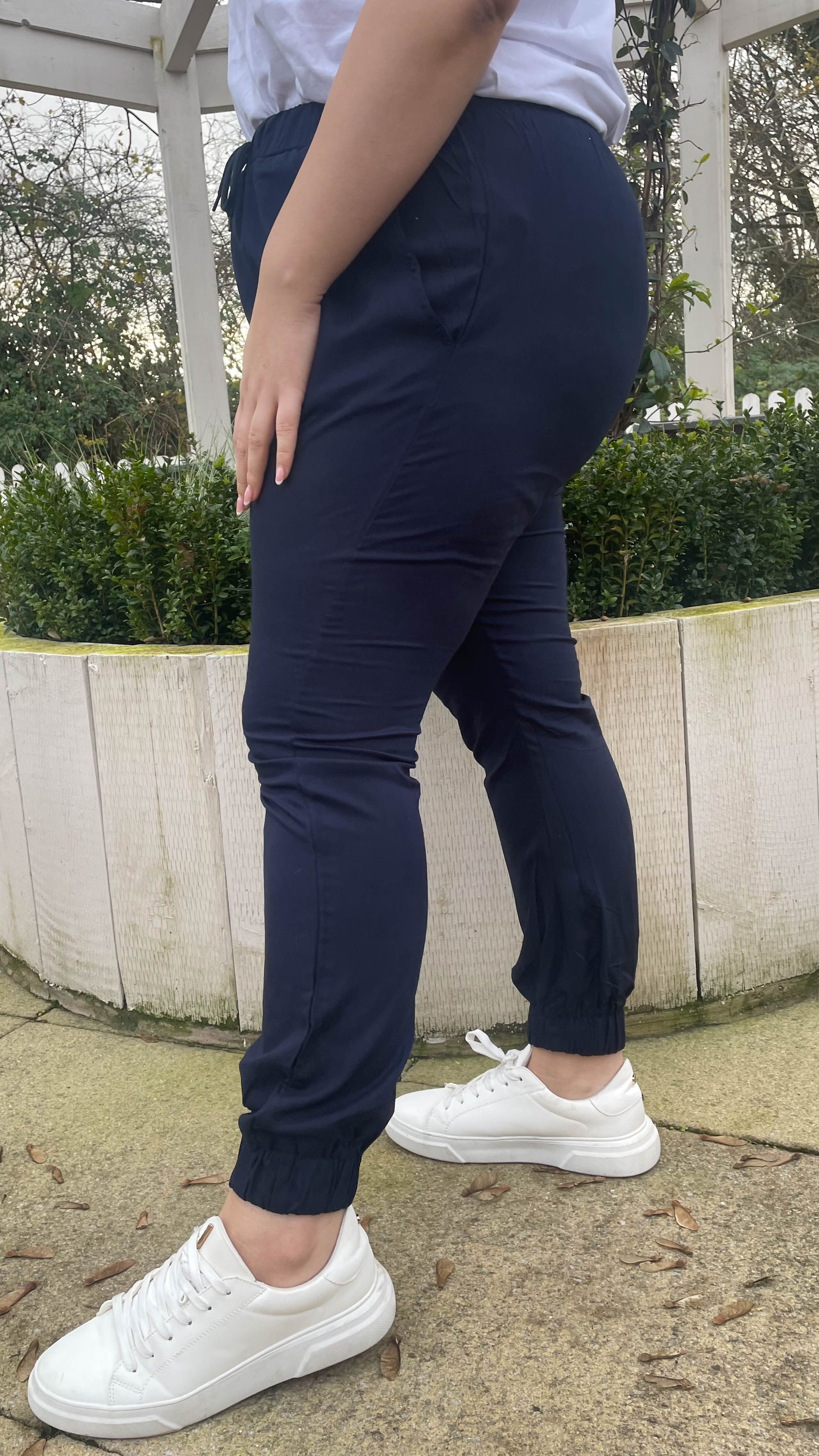 CurveWow Cuffed Joggers Navy - Image 6