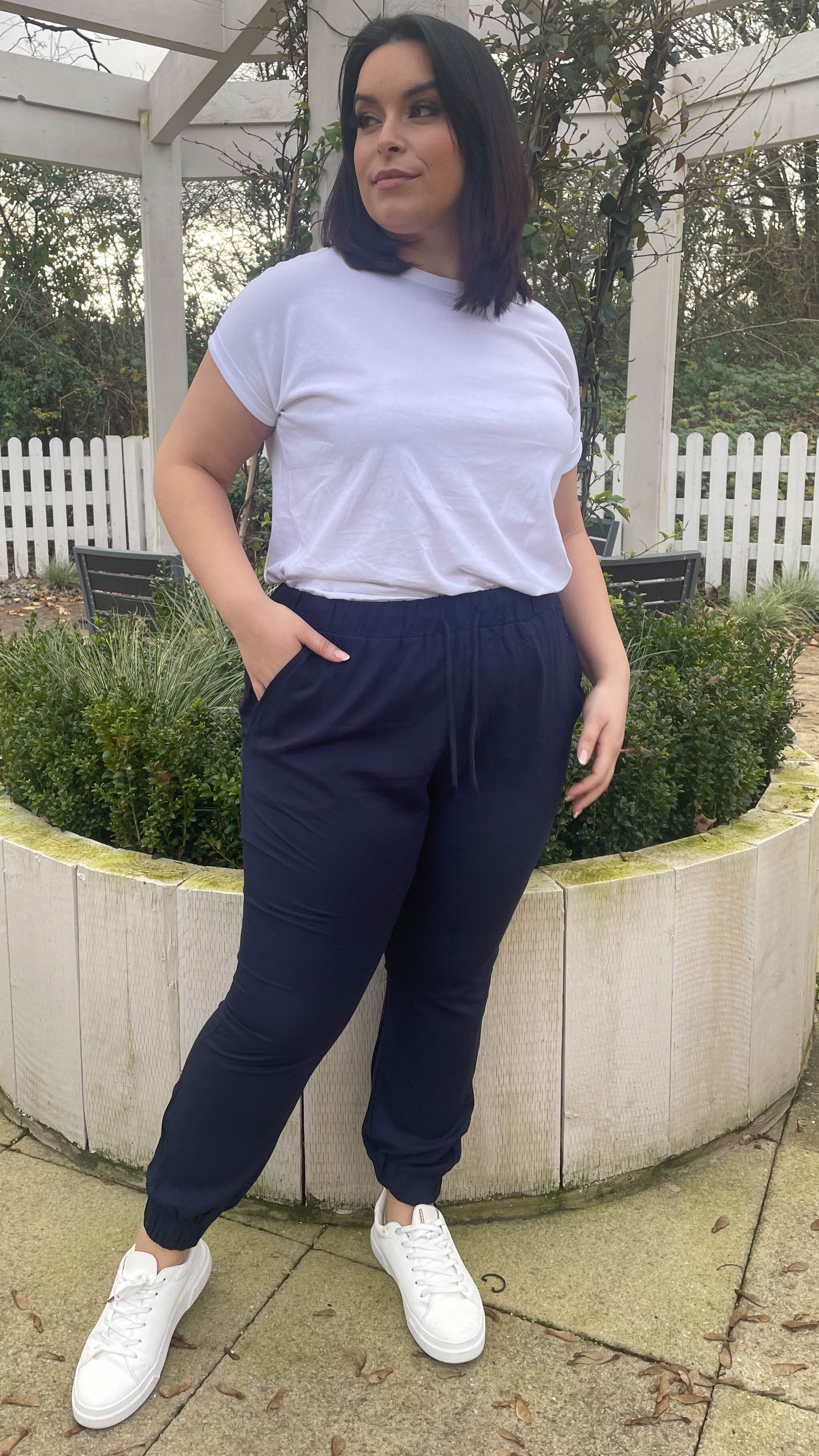 CurveWow Cuffed Joggers Navy - Image 8