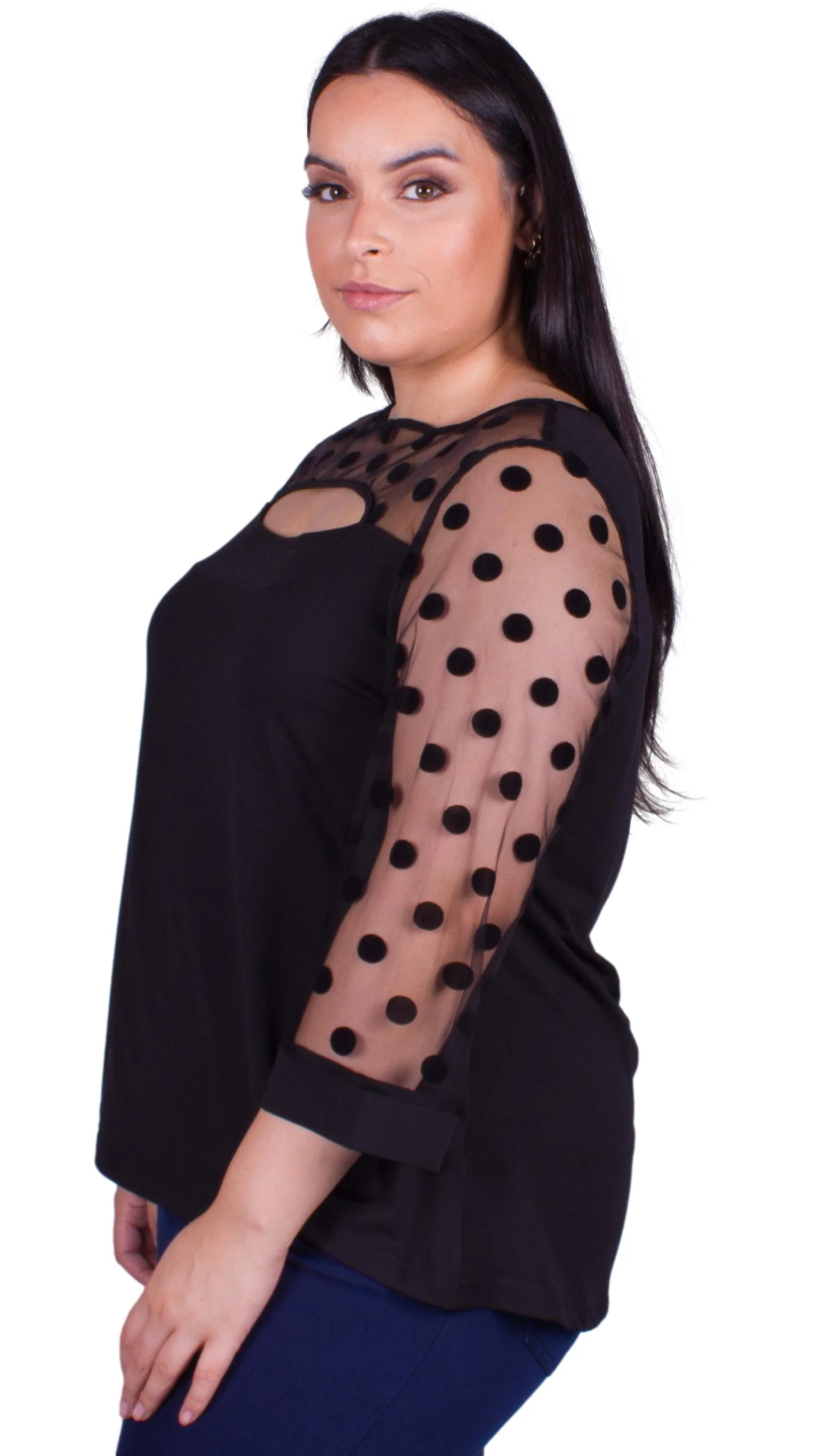 CurveWow Cut-Out Tunic Black - Image 5