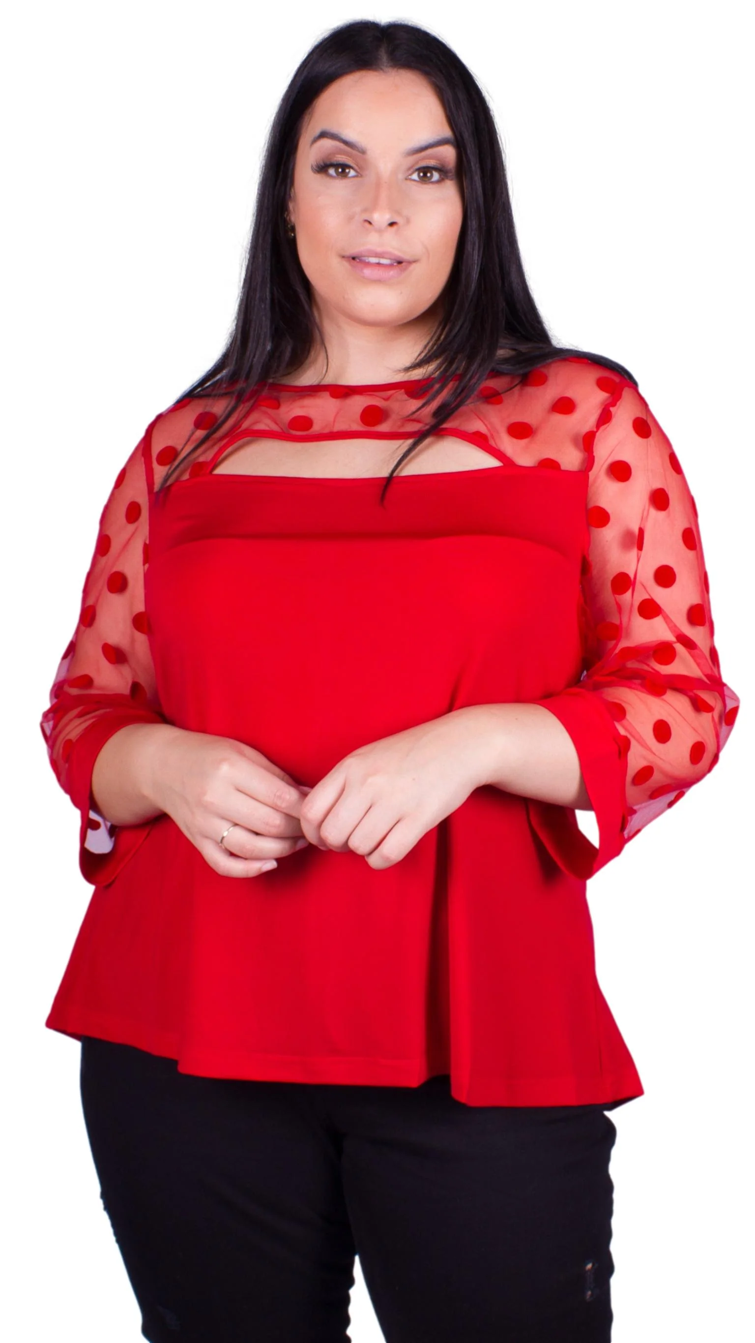 CurveWow Cut-Out Tunic Red - Image 3