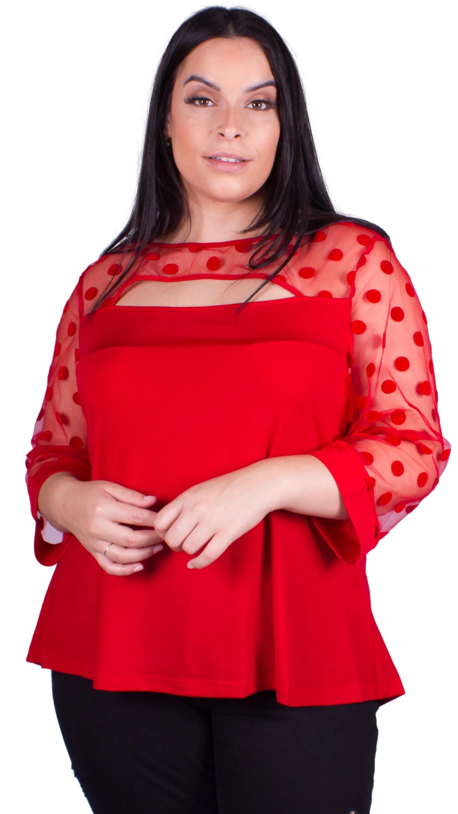 CurveWow Cut-Out Tunic Red - Image 4