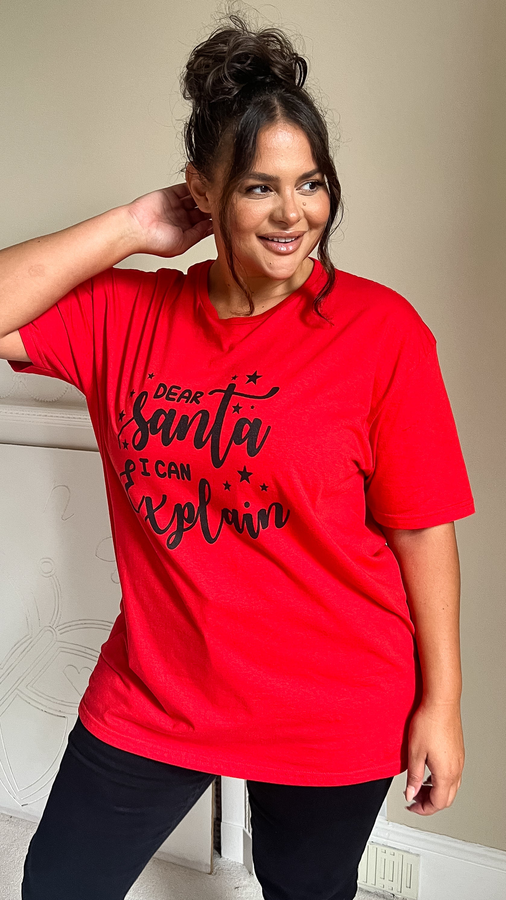 CurveWow 'Dear Santa I Can Explain' Red Christmas T-Shirt - Image 3
