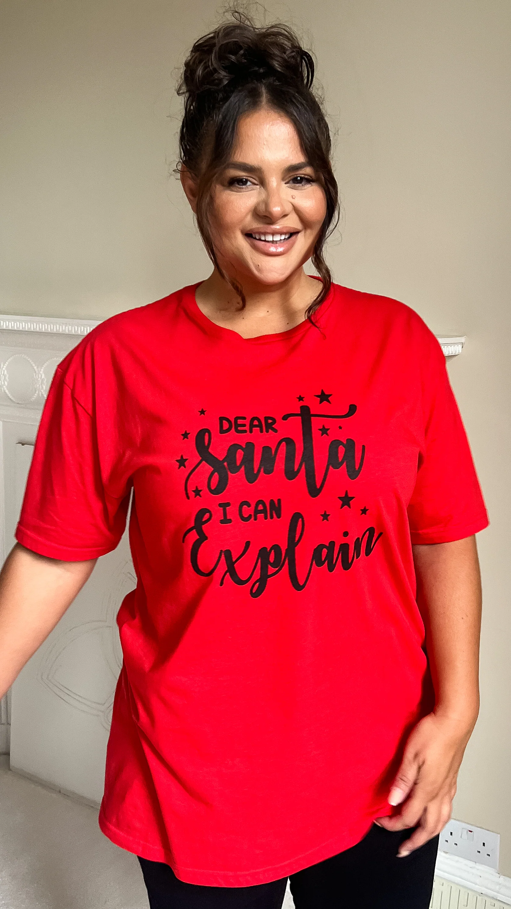 CurveWow 'Dear Santa I Can Explain' Red Christmas T-Shirt - Image 6