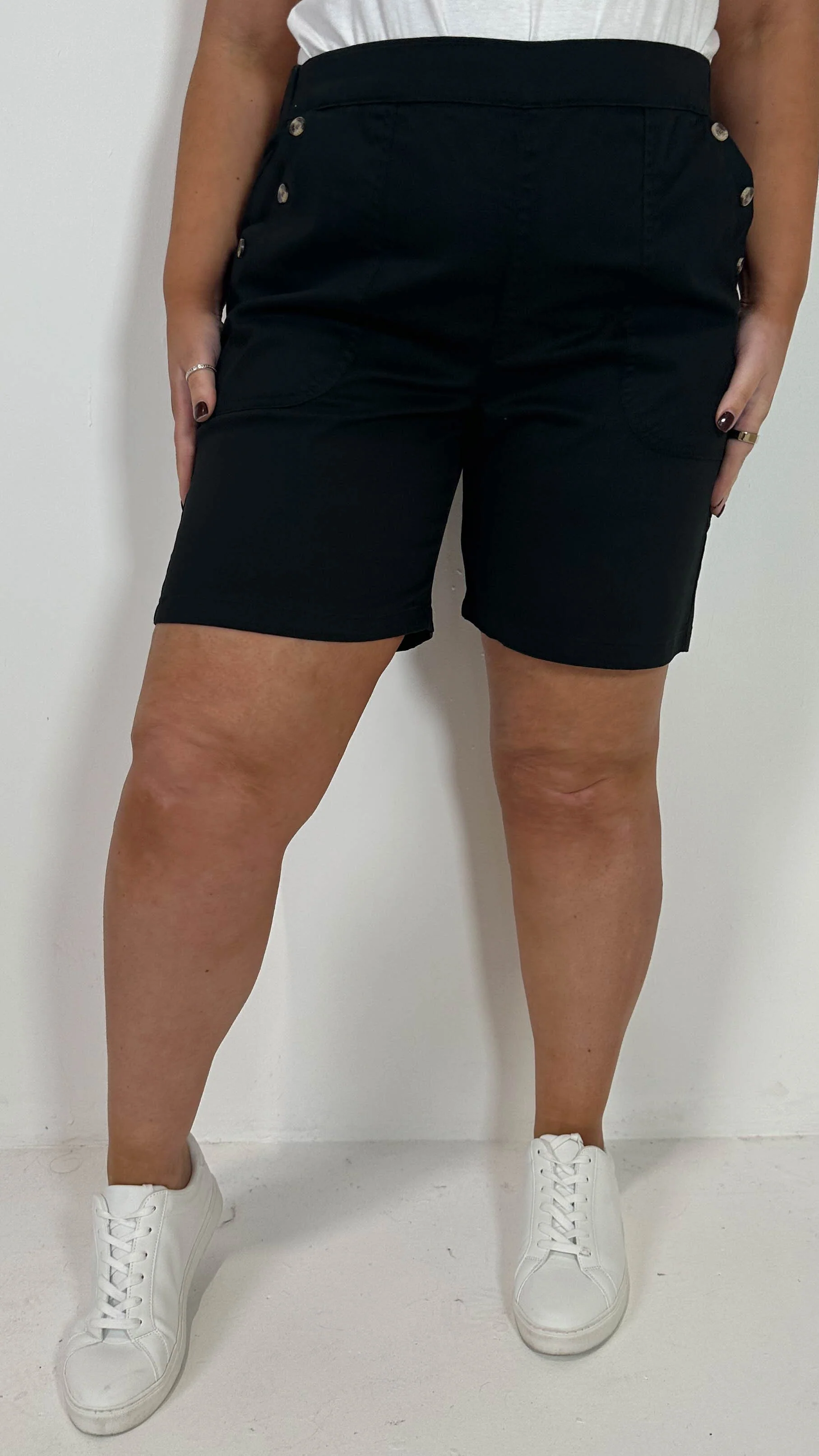 CurveWow Denim Button Side Short Black - Image 6
