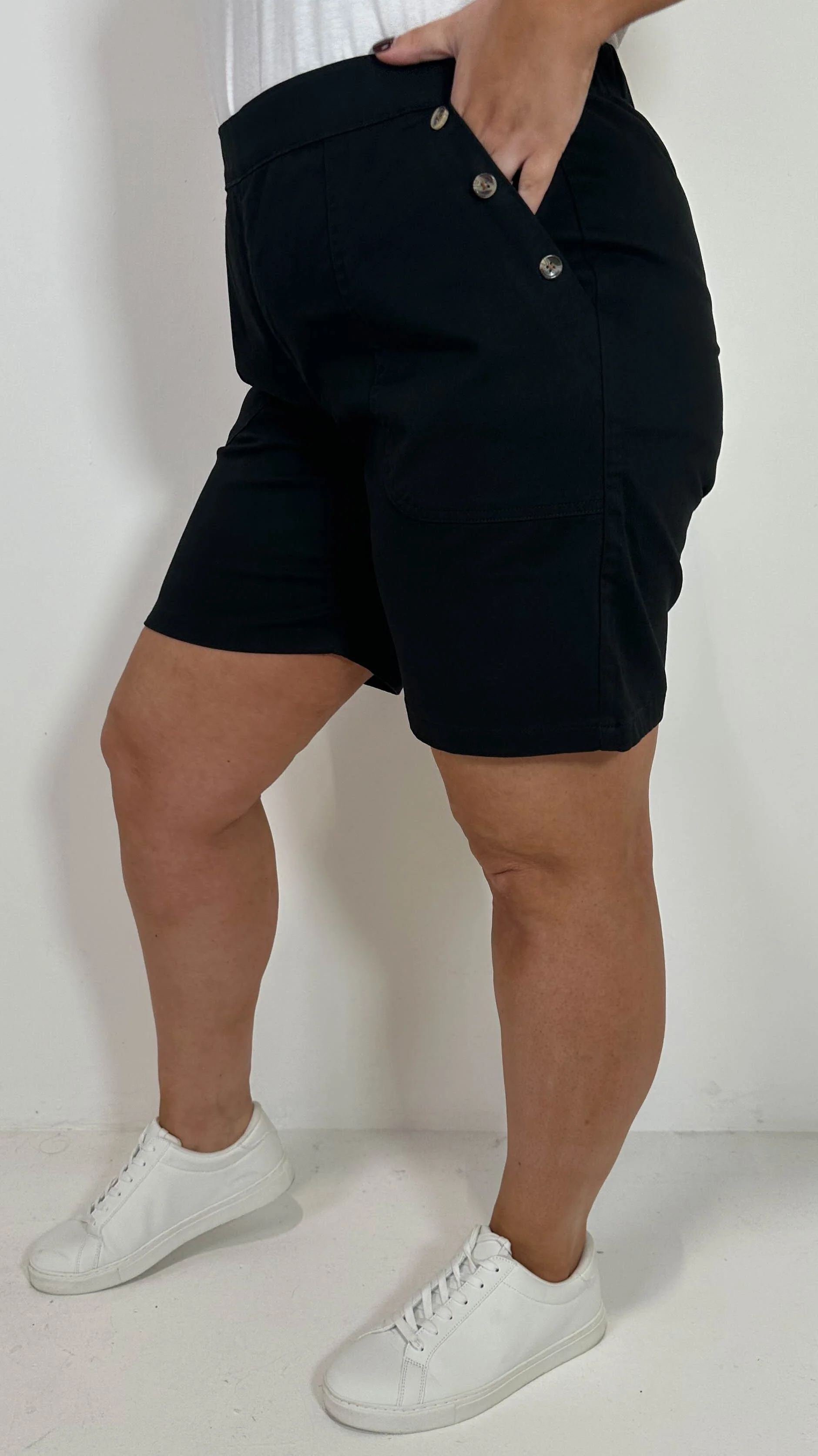 CurveWow Denim Button Side Short Black - Image 7