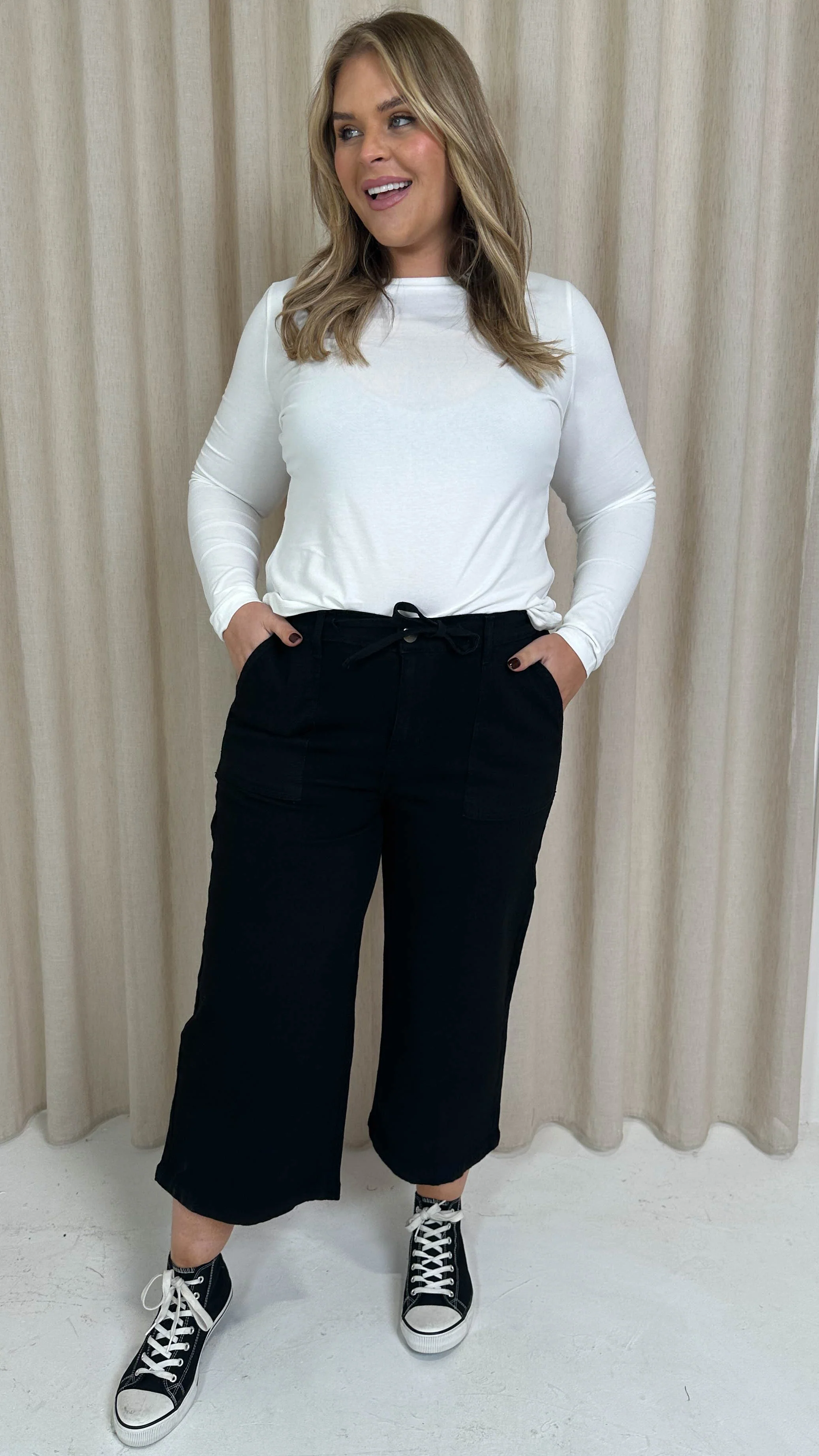 CurveWow Denim Culotte Black - Image 3