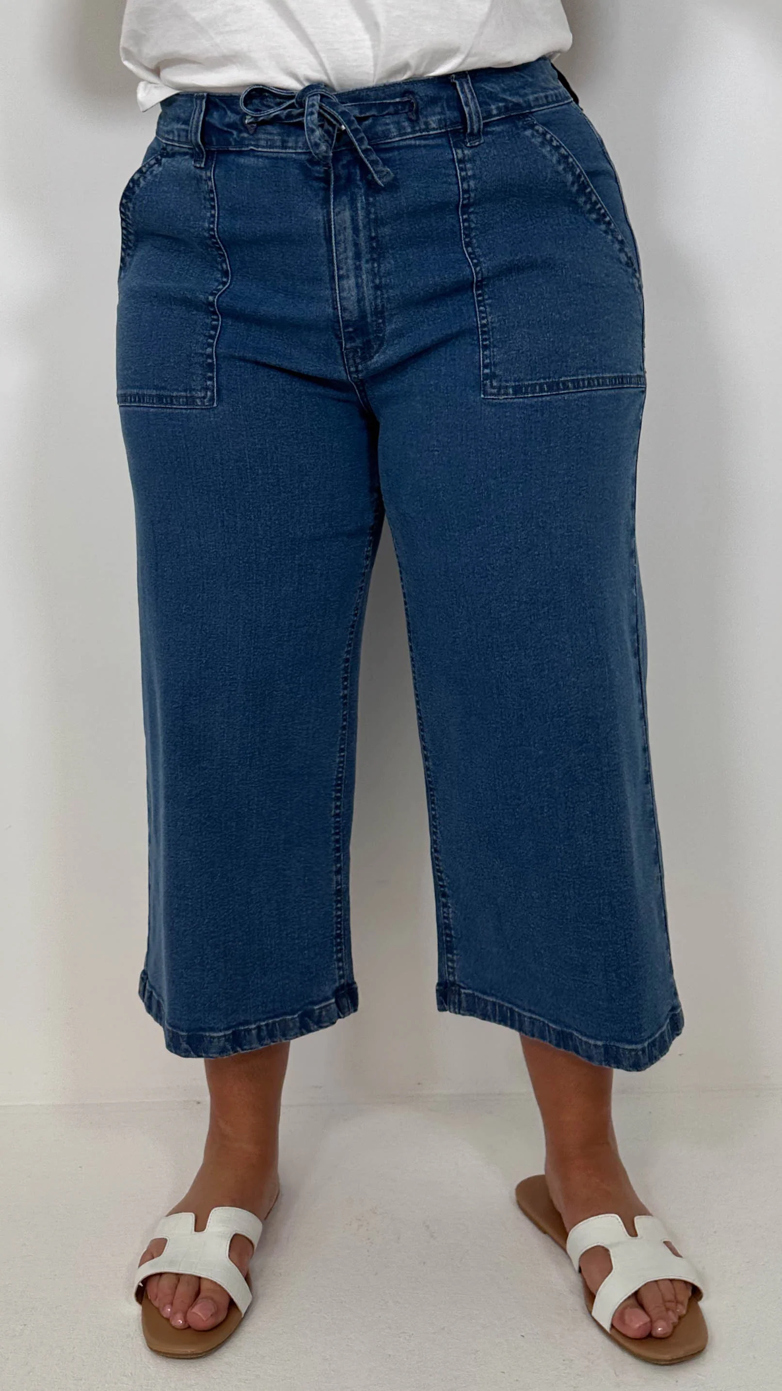 CurveWow Denim Culotte Mid Wash - Image 3