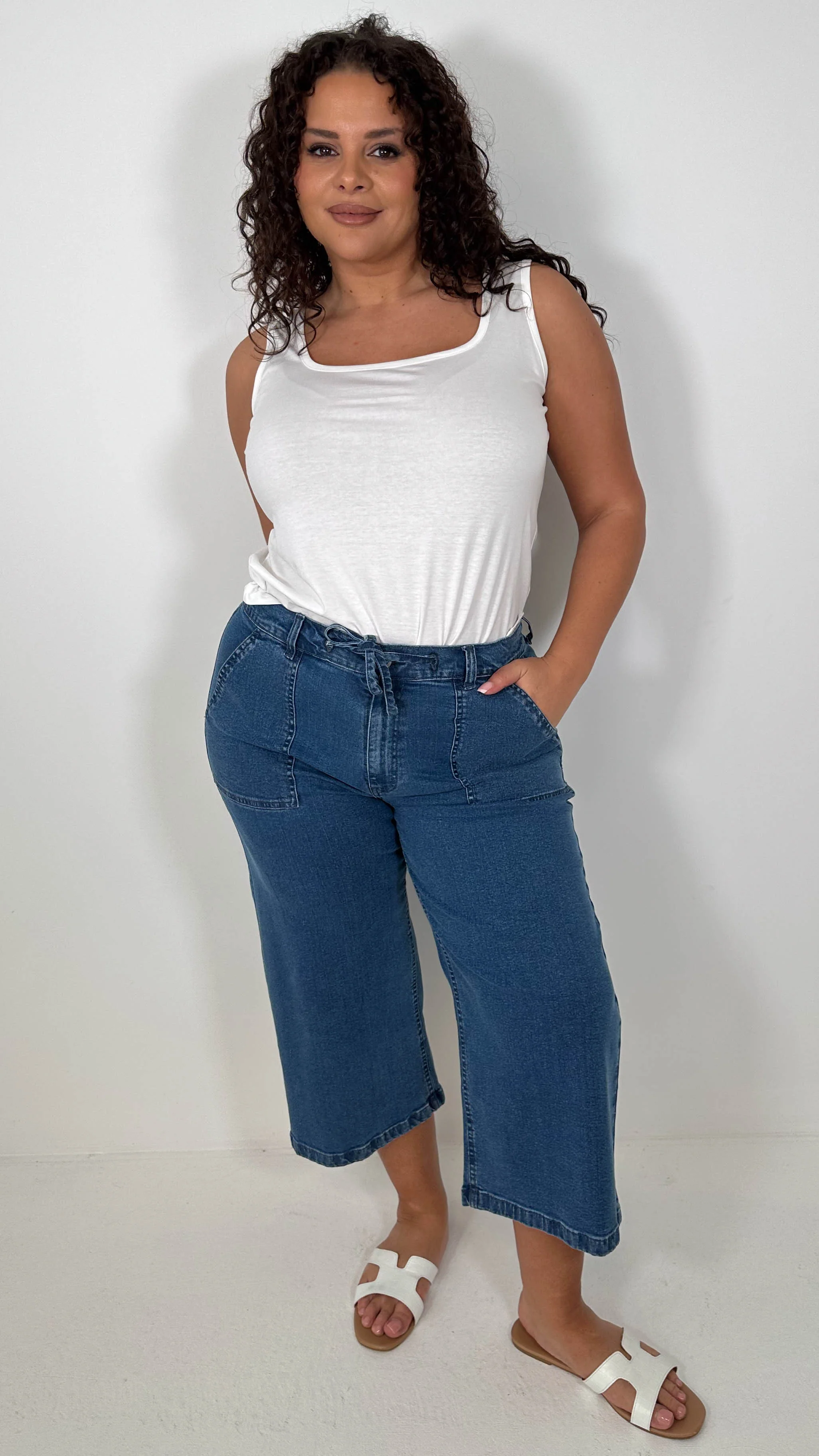 CurveWow Denim Culotte Mid Wash - Image 4