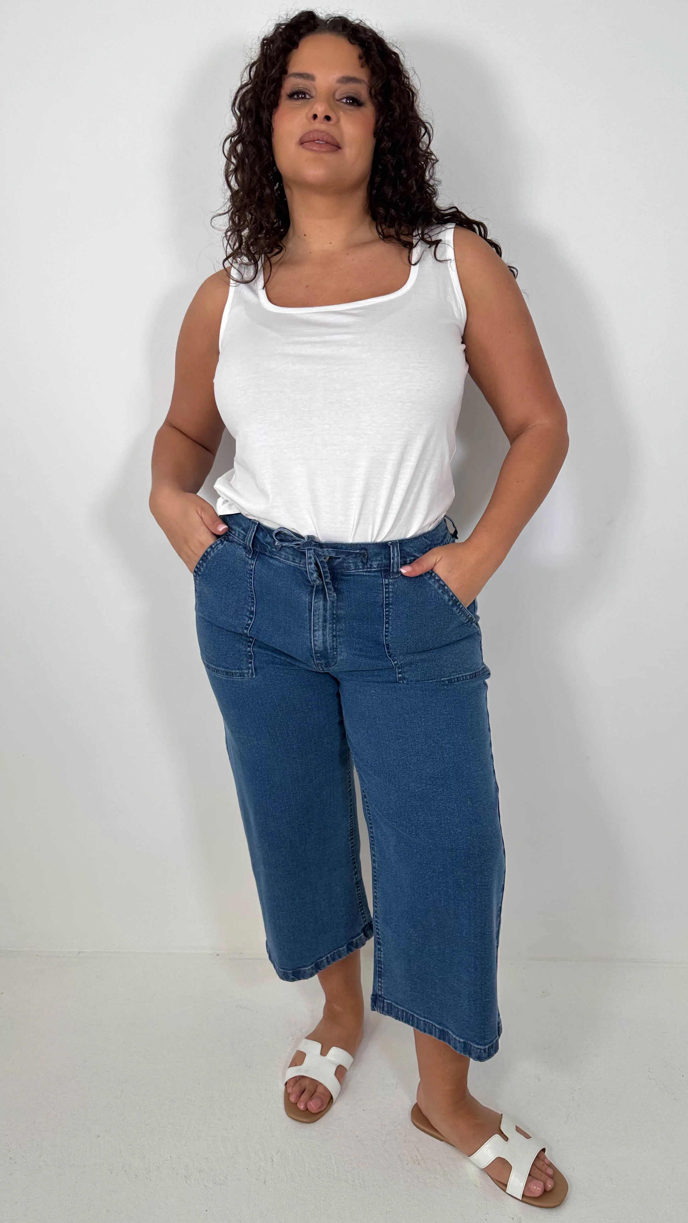 CurveWow Denim Culotte Mid Wash - Image 5