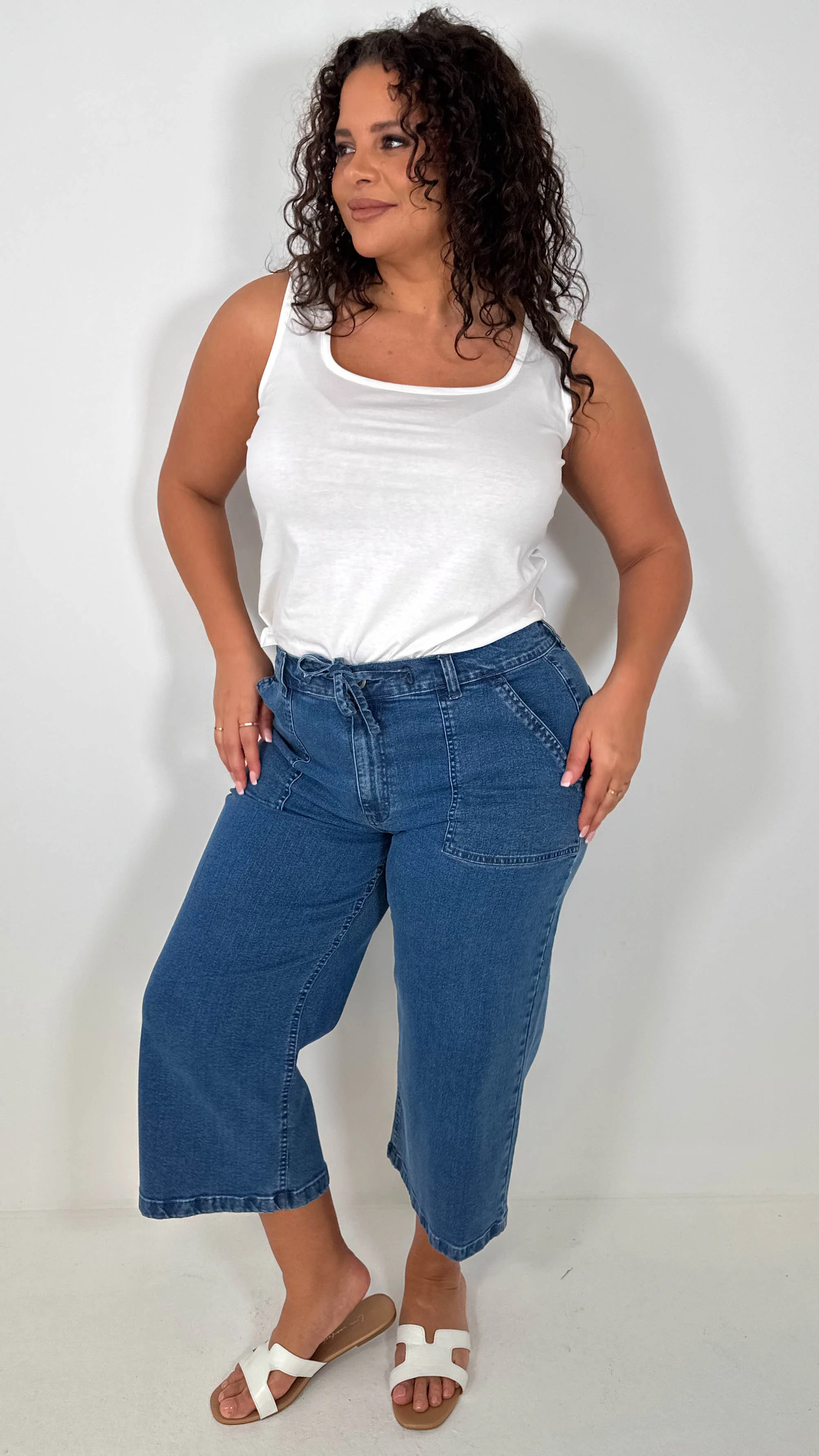 CurveWow Denim Culotte Mid Wash - Image 6
