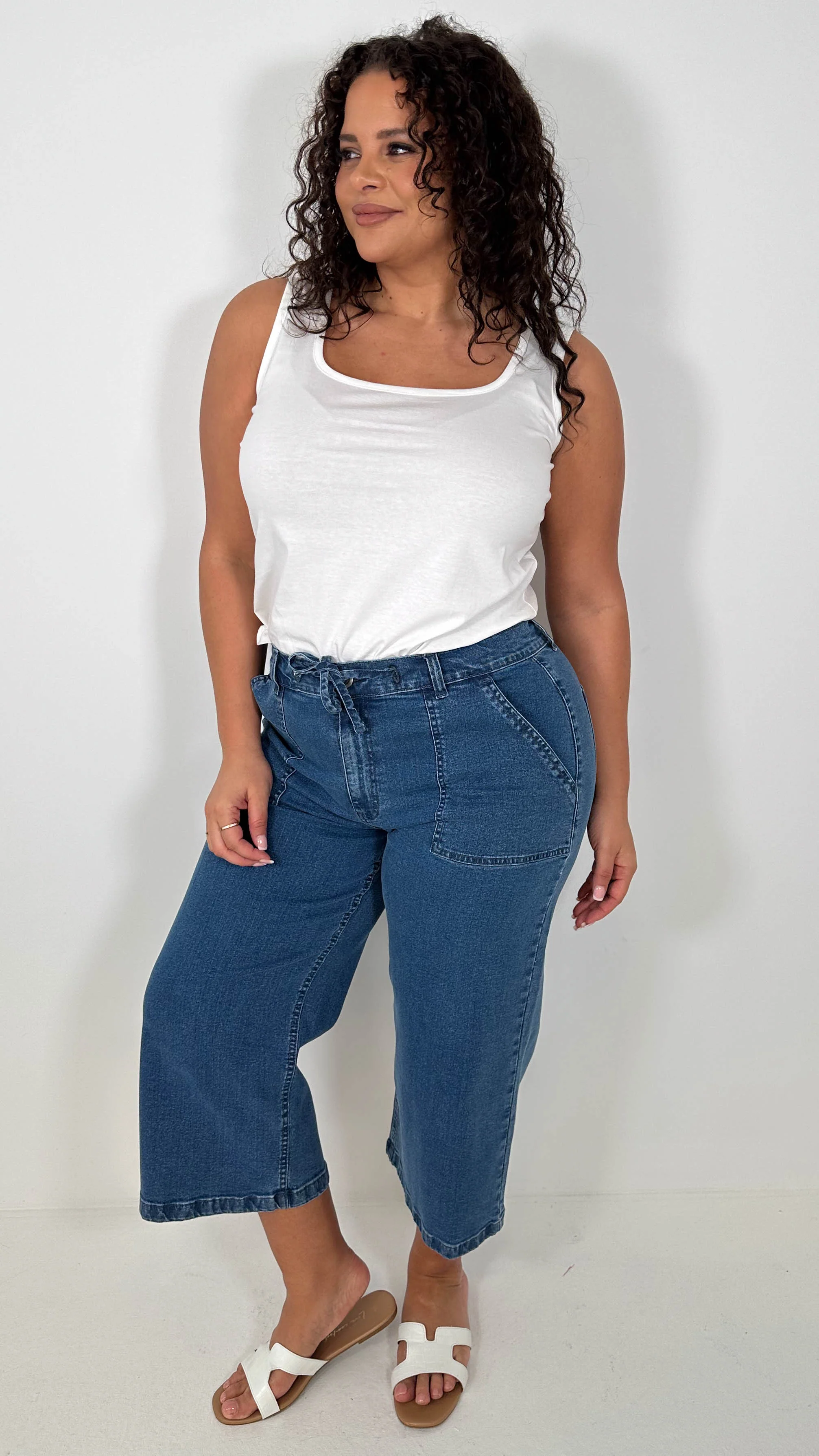 CurveWow Denim Culotte Mid Wash - Image 7