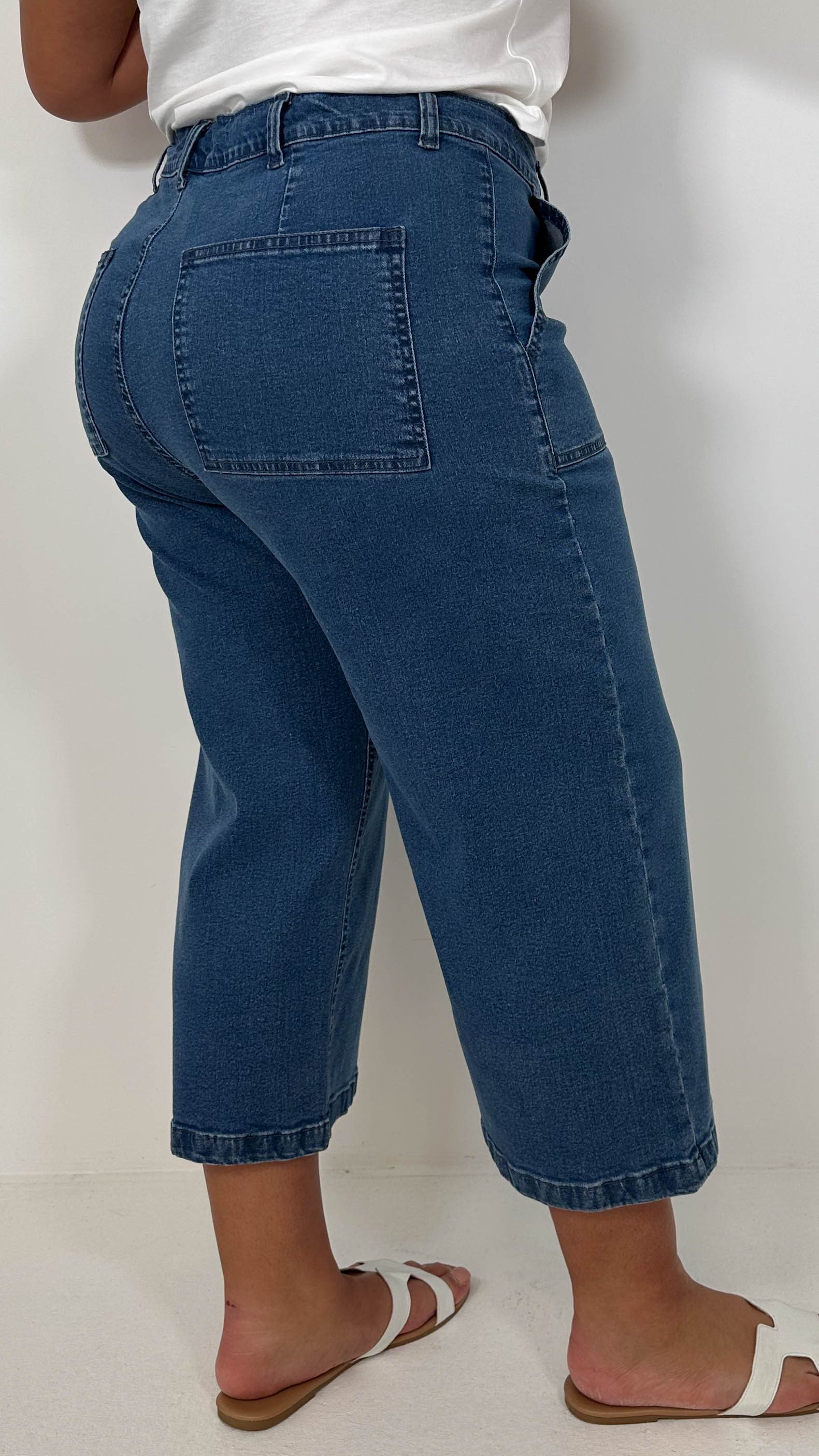 CurveWow Denim Culotte Mid Wash - Image 9