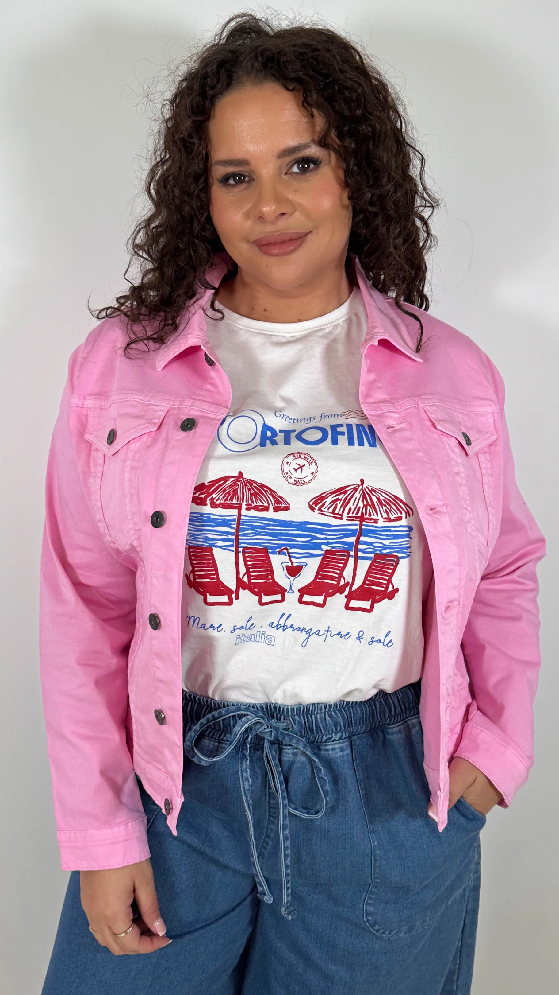 CurveWow Denim Jacket Light Pink - Image 3