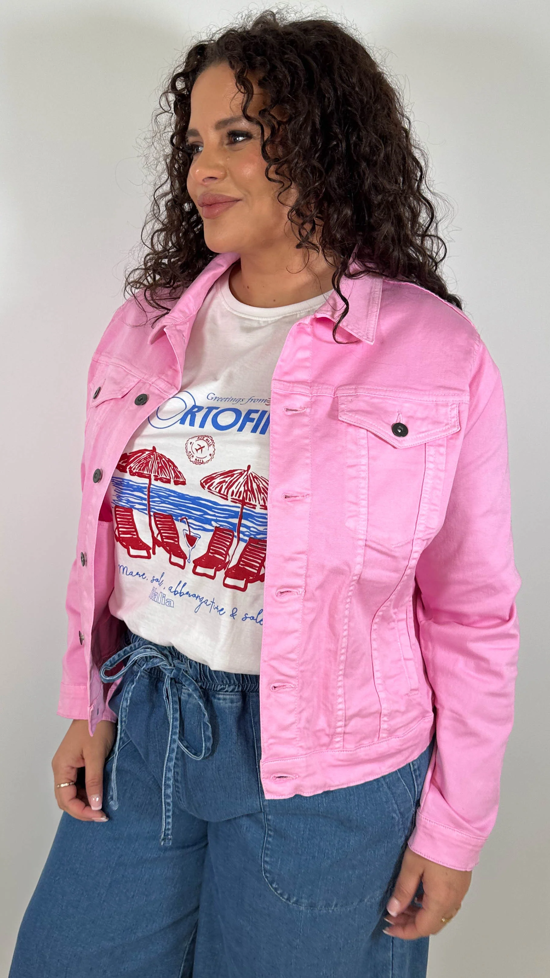 CurveWow Denim Jacket Light Pink - Image 6