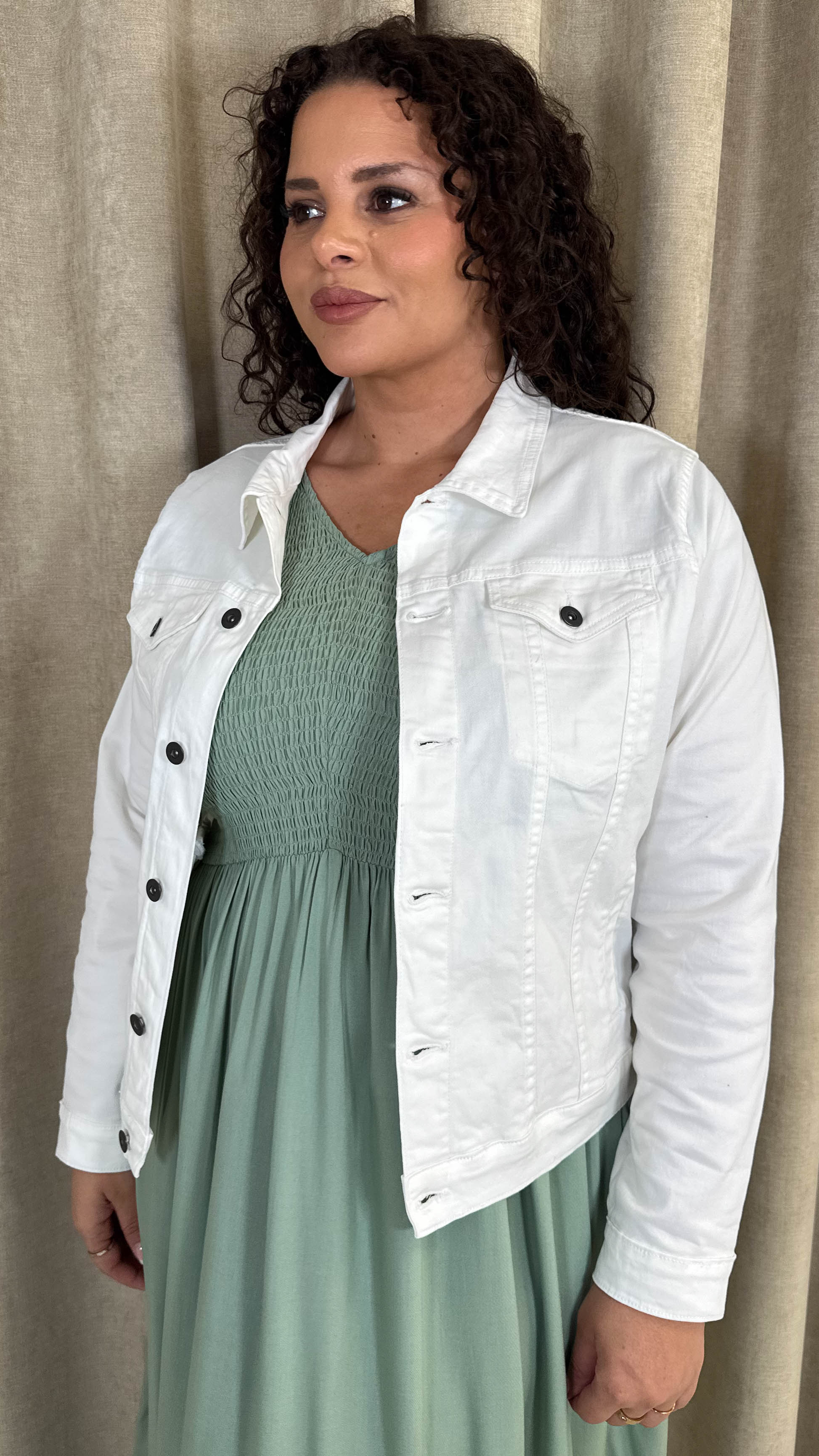 CurveWow Denim Jacket White - Image 8