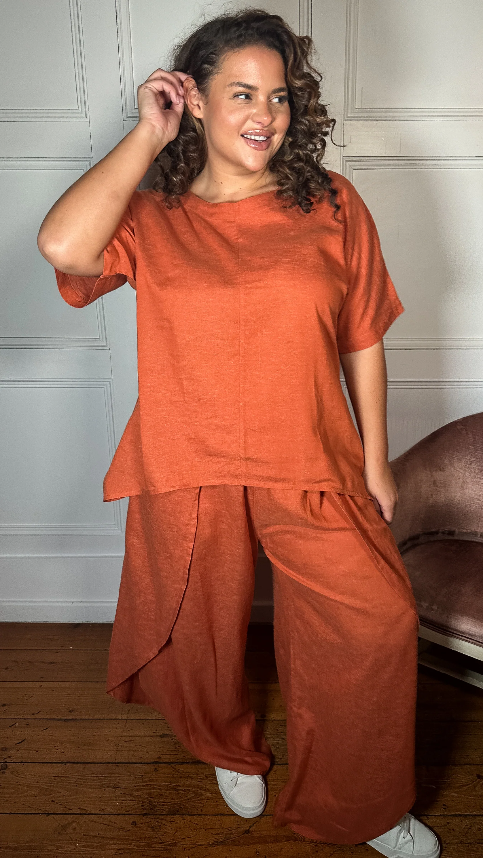 CurveWow Dip Hem Oversized Top Rust - Image 6
