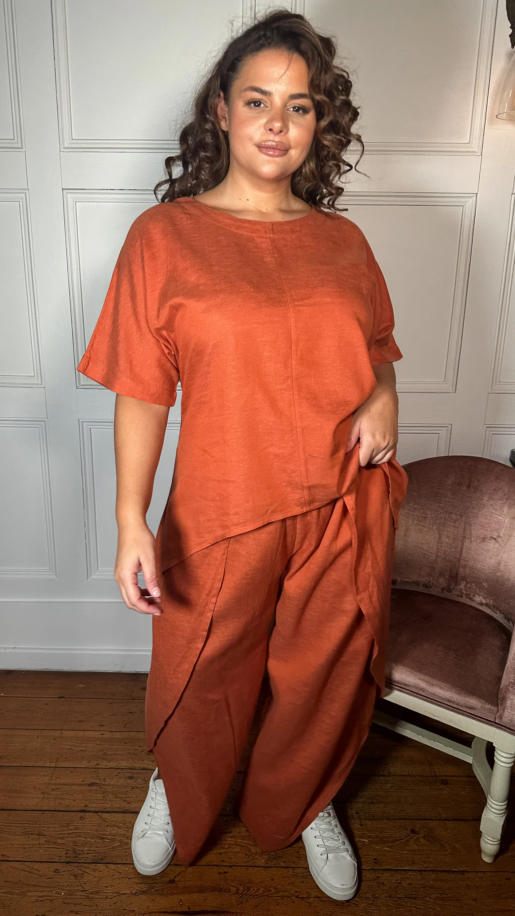 CurveWow Dip Hem Oversized Top Rust - Image 8