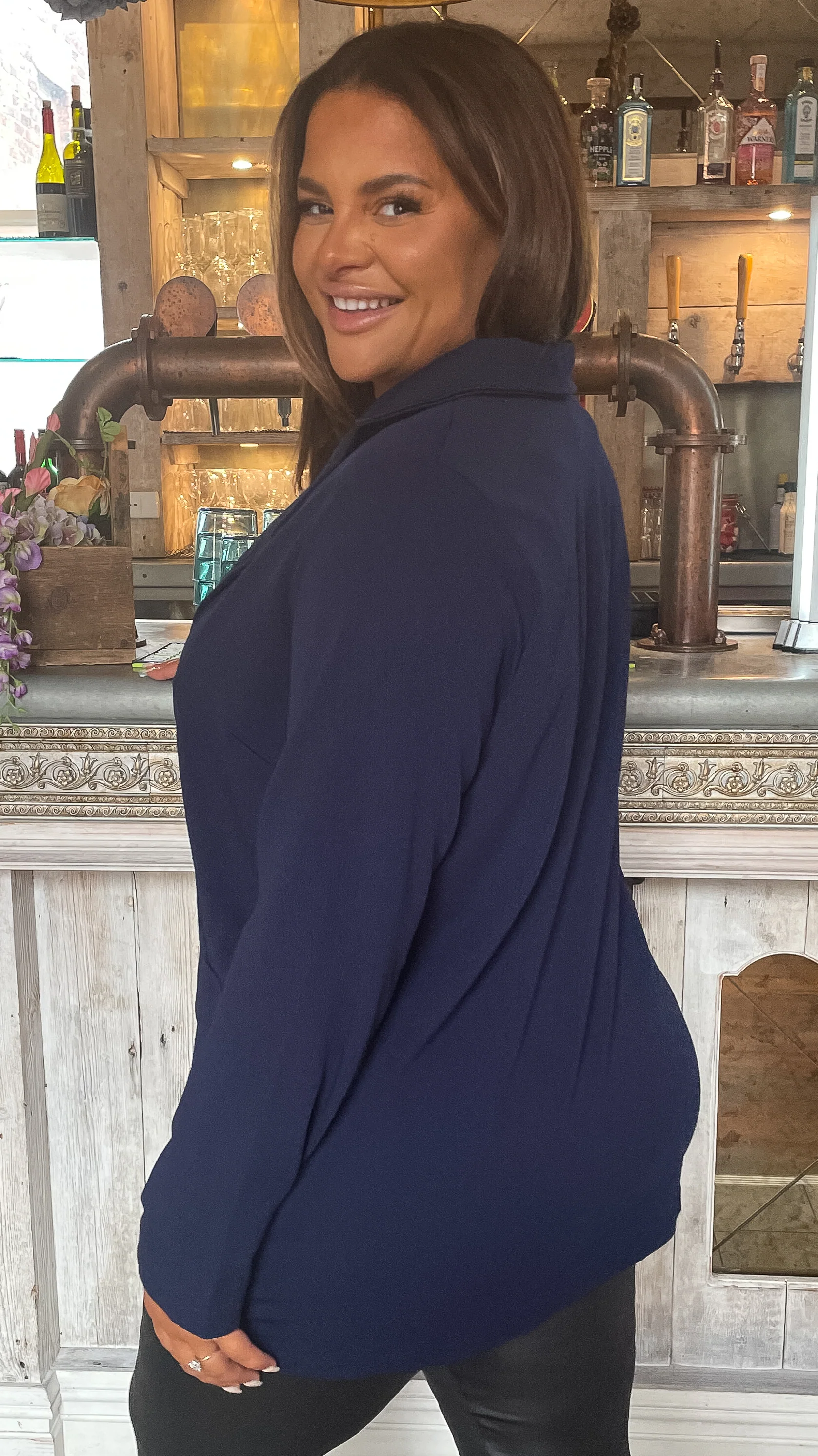 CurveWow Double Breasted Blazer Navy - Image 7