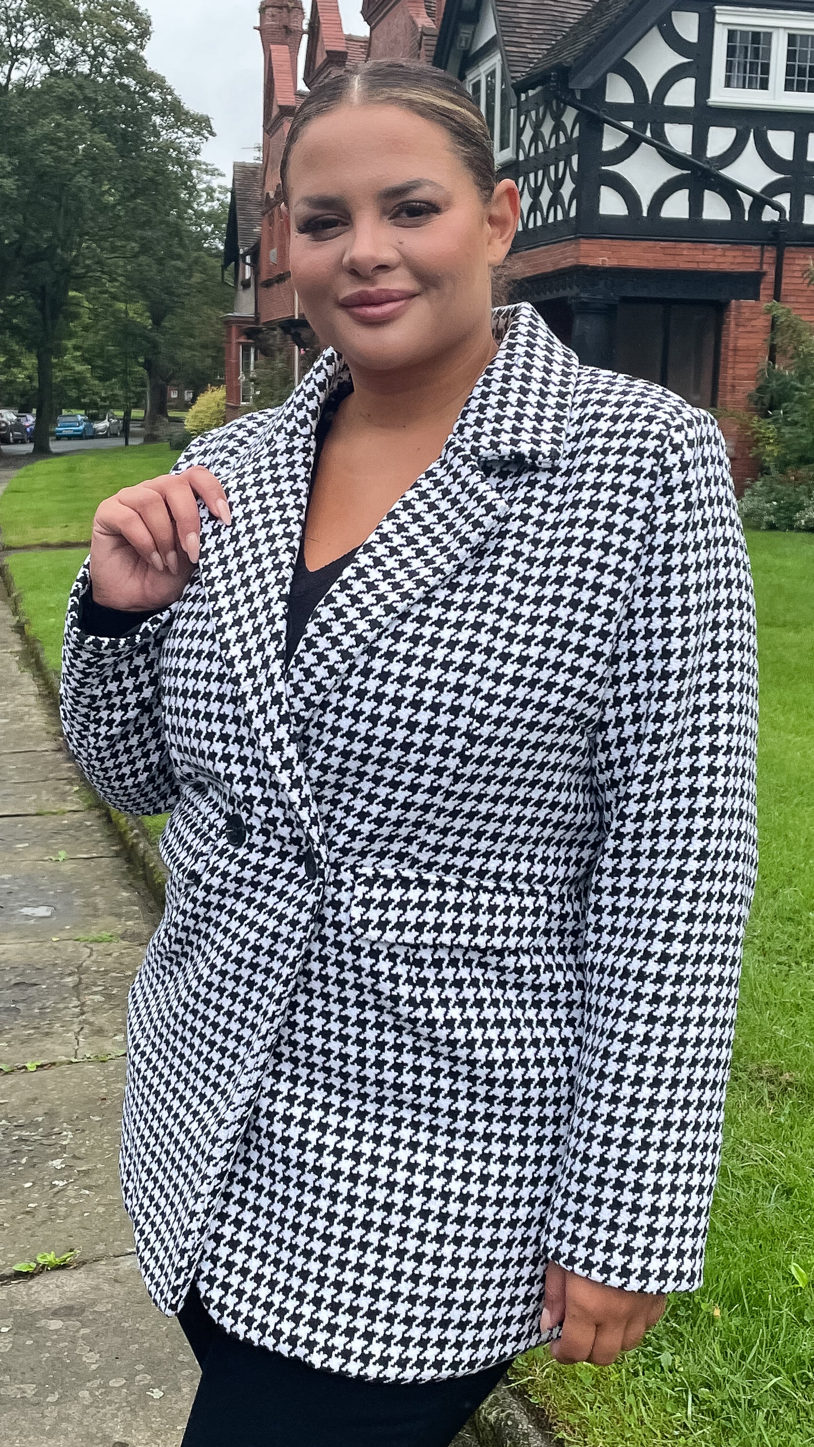 CurveWow Double Breasted Jacket Dogtooth - Image 3
